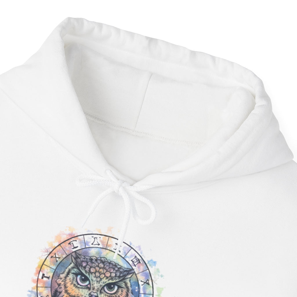 Owl Mandala Hoodie — Colorful Spiritual Owl Graphic Sweatshirt