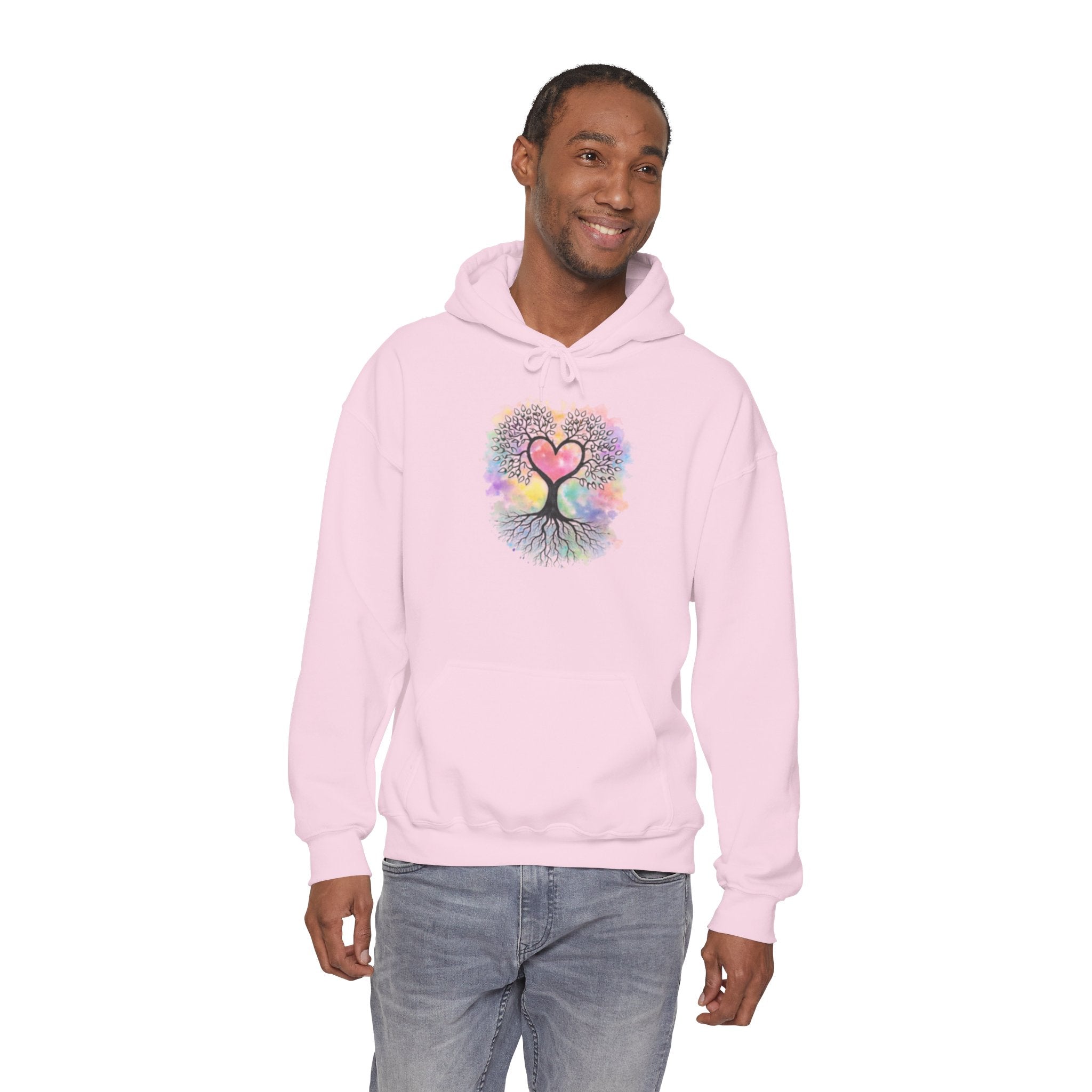Rainbow Heart Tree Hoodie — Vibrant Spiritual Love Pullover