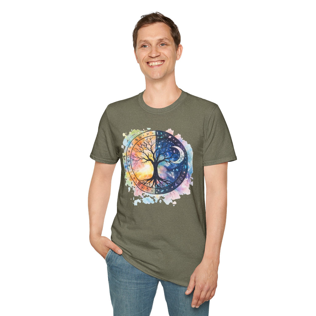 Tree of Life Yin Yang T-Shirt — Watercolor Sun & Moon Graphic Tee