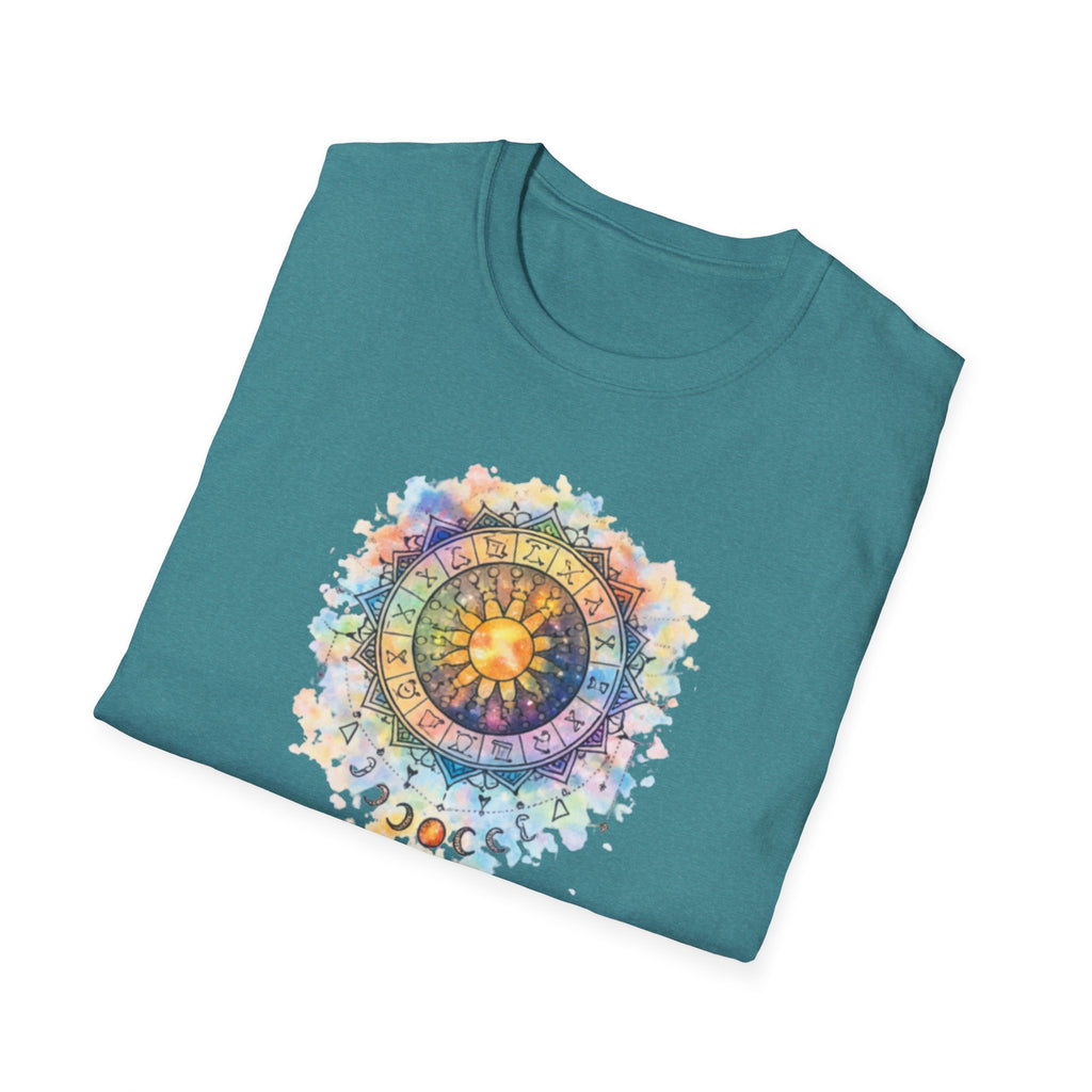 Sun & Moon Zodiac T-Shirt — Watercolor Astrological Mandala Tee