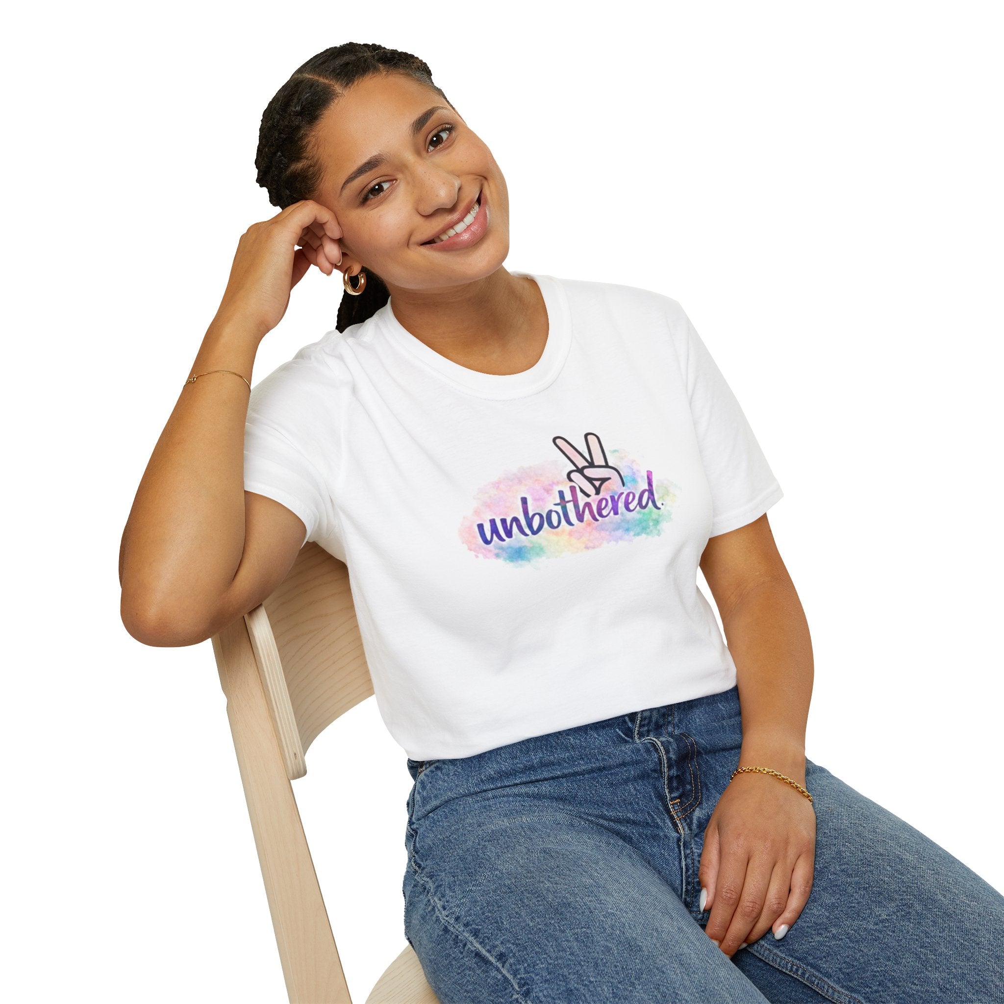Unbothered Peace Sign T‑Shirt — Colorful Watercolor Graphic Tee