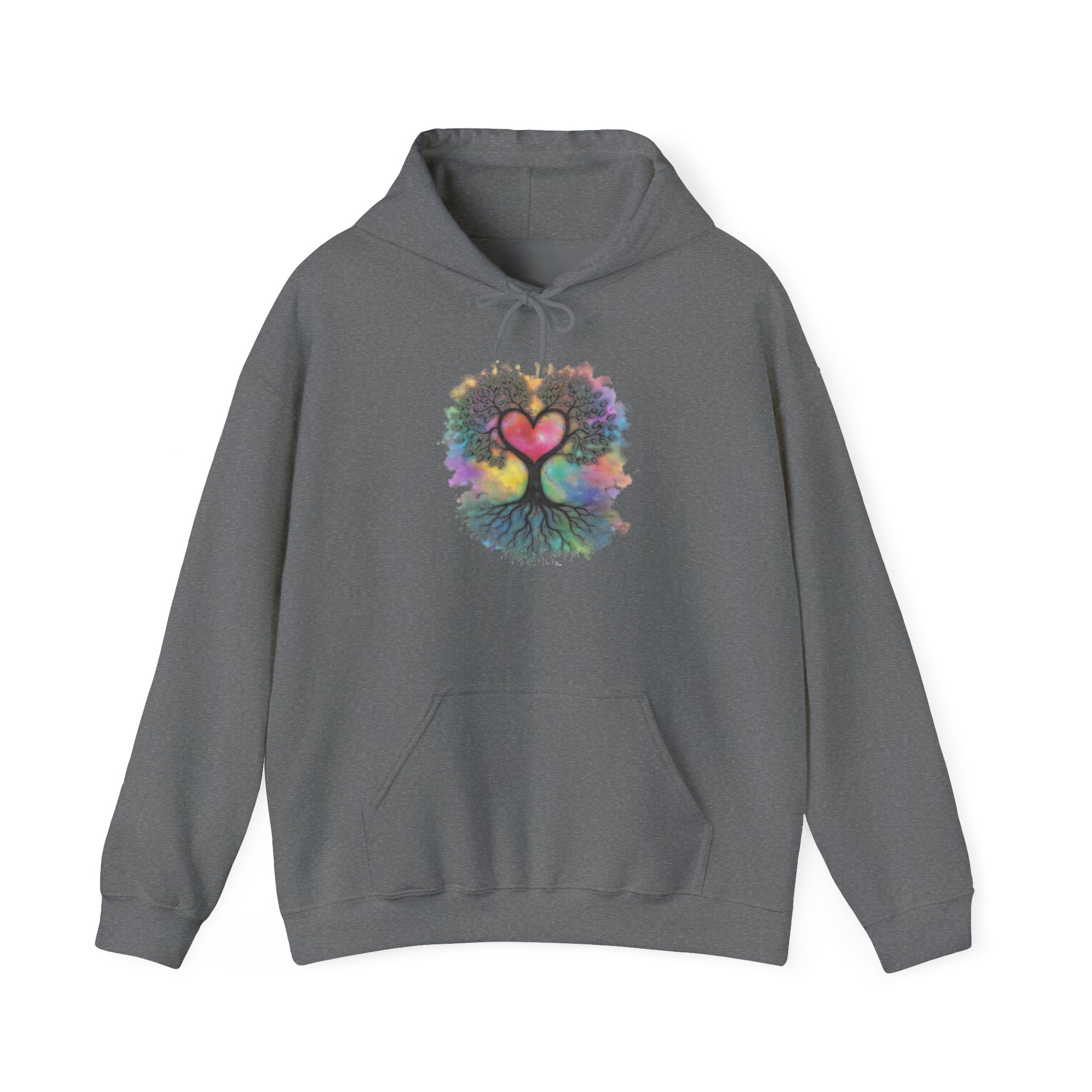 Rainbow Heart Tree Hoodie — Vibrant Spiritual Love Pullover