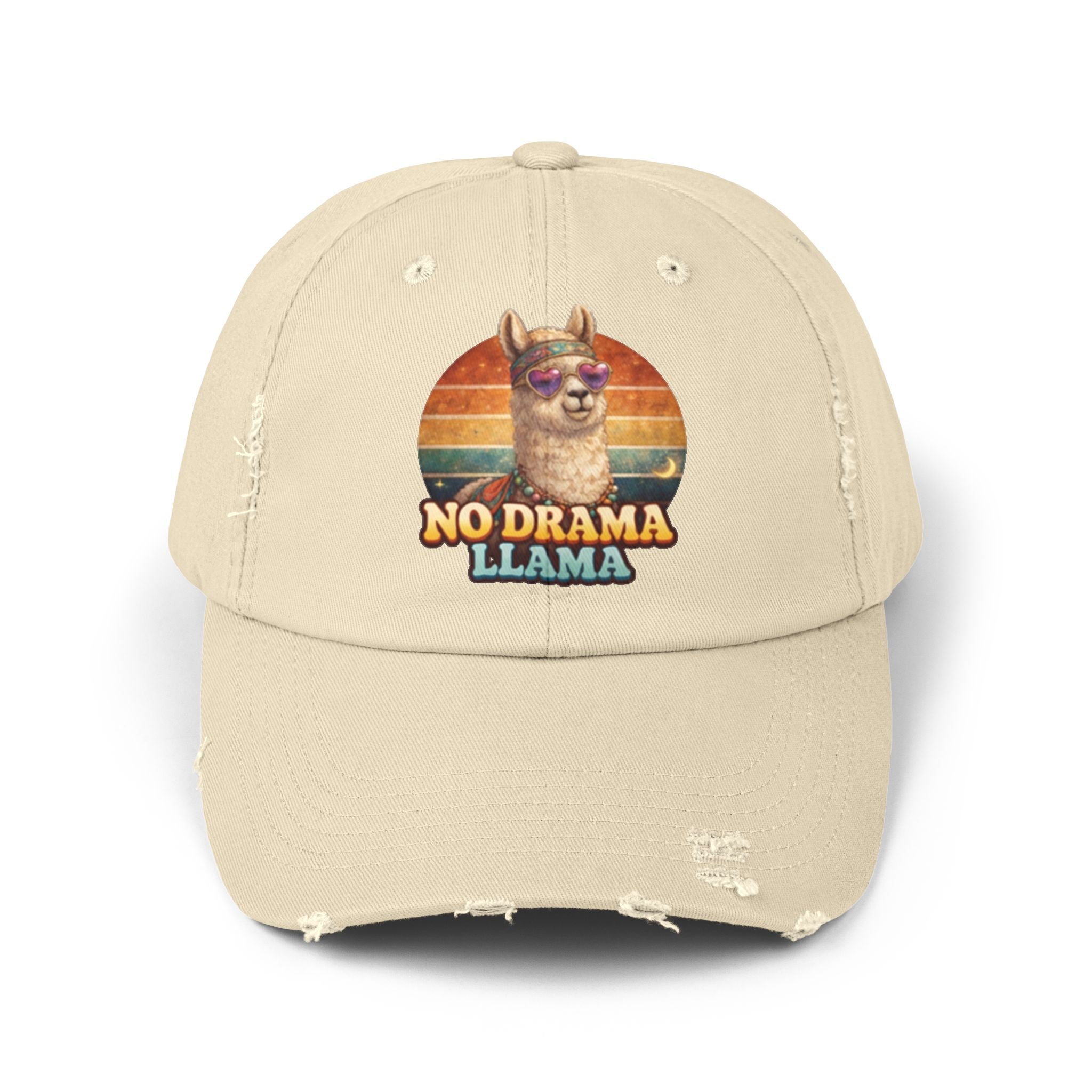 No Drama Llama Distressed Cap — Retro Llama Vintage Baseball Hat