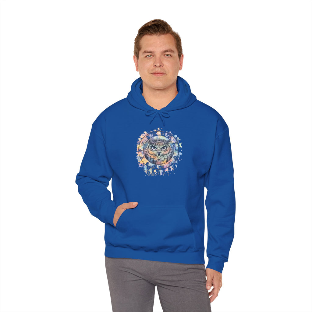 Owl Mandala Hoodie — Colorful Spiritual Owl Graphic Sweatshirt