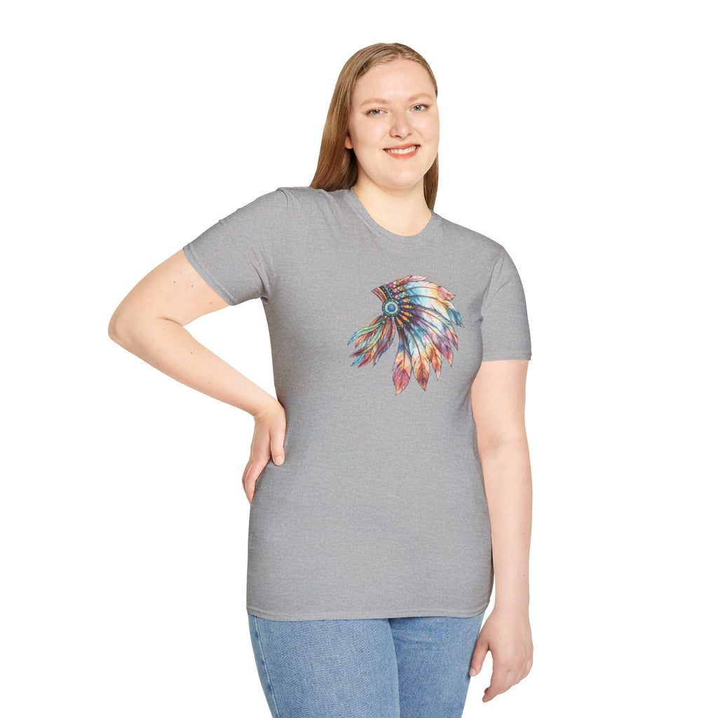 Native American Watercolor Headdress T-Shirt