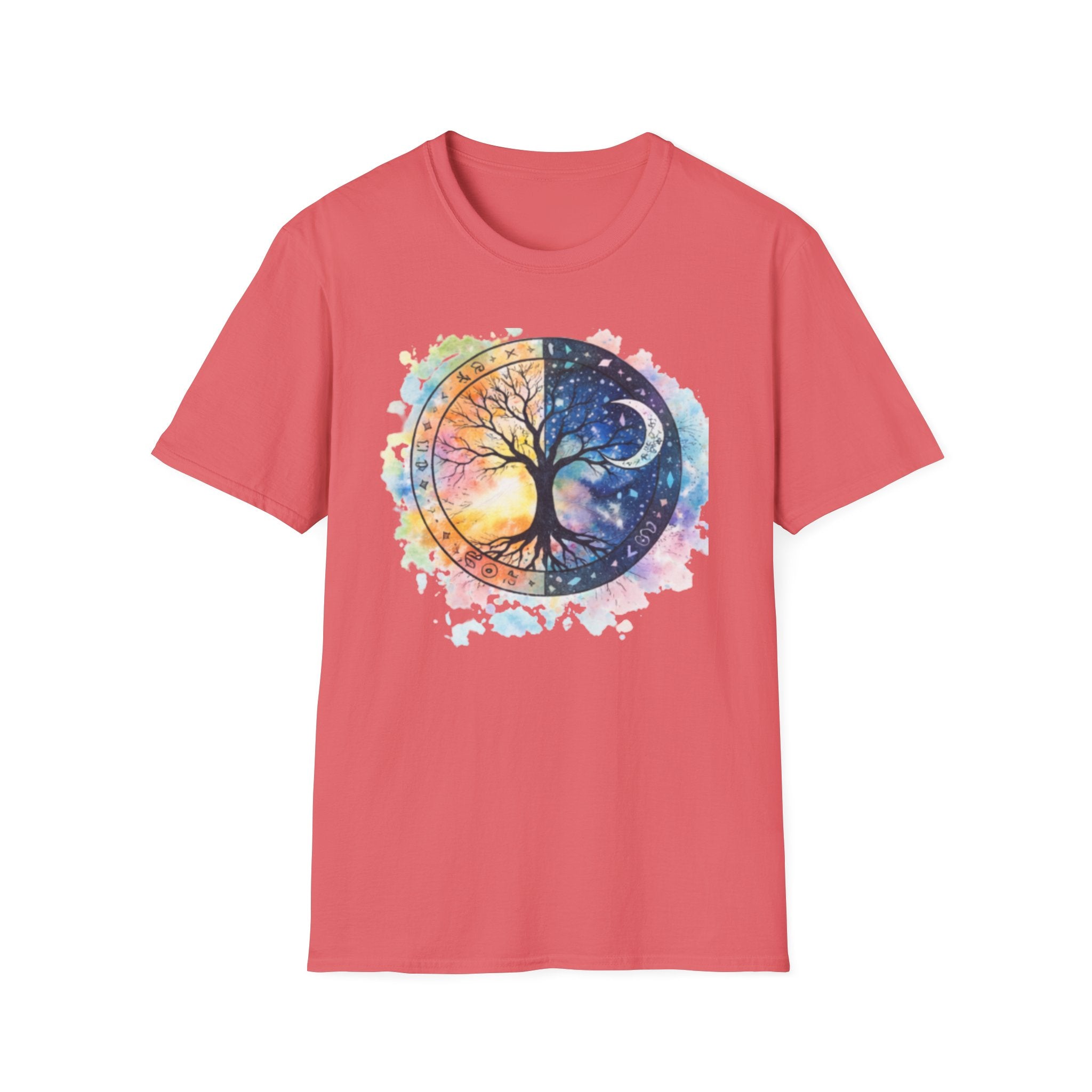 Tree of Life Yin Yang T-Shirt — Watercolor Sun & Moon Graphic Tee