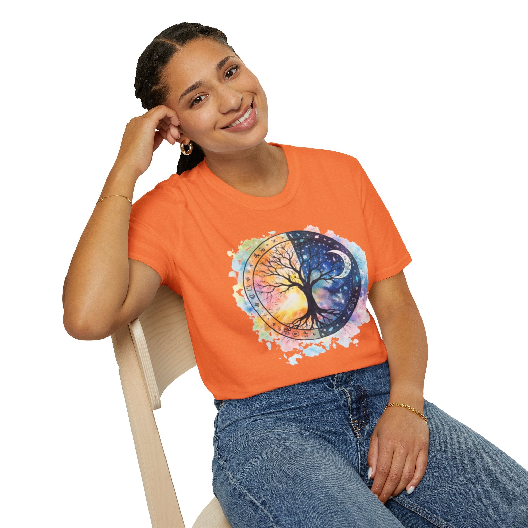 Tree of Life Yin Yang T-Shirt — Watercolor Sun & Moon Graphic Tee