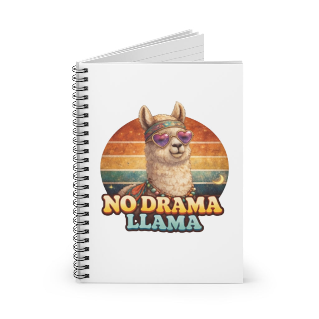 No Drama Llama Spiral Notebook – Retro Llama Journal for Humor, Gifts & School