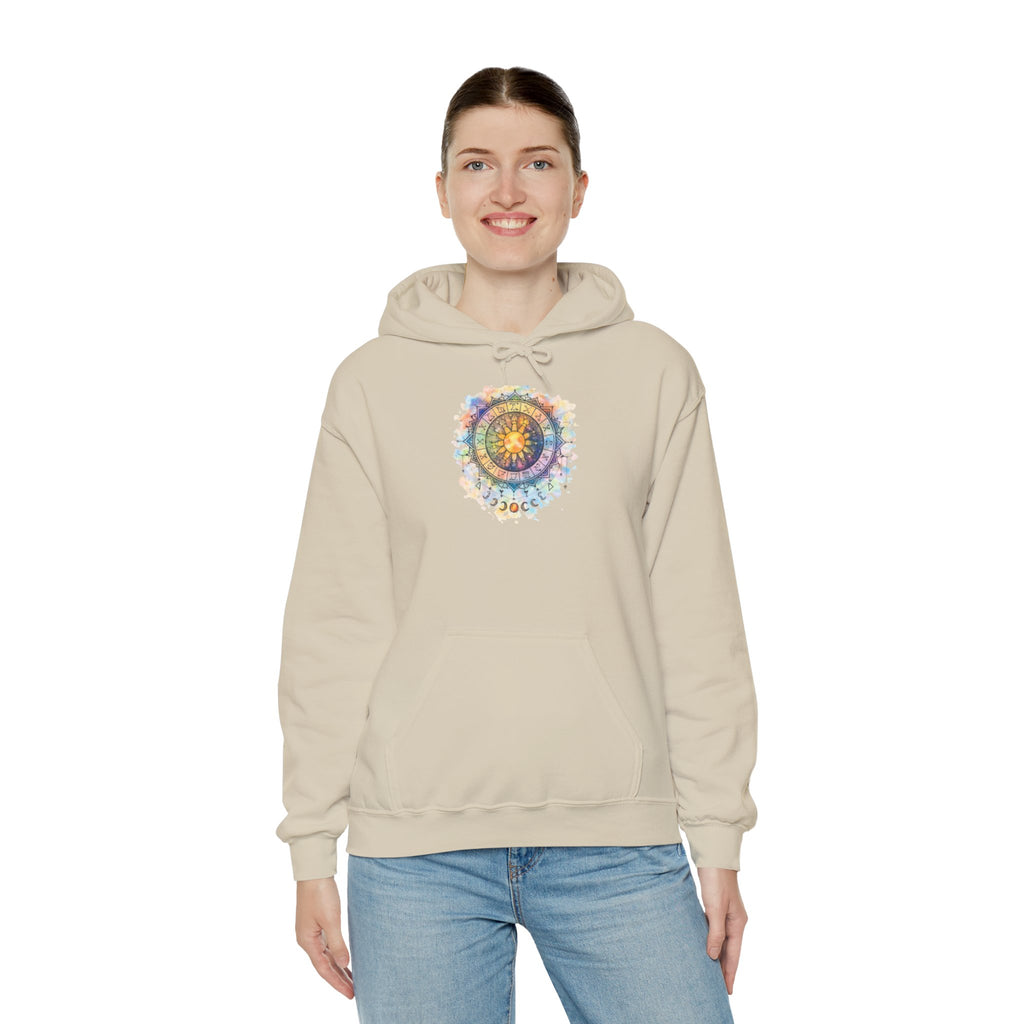 Astrology Compass Hoodie — Boho Tie-Dye Mandala Graphic
