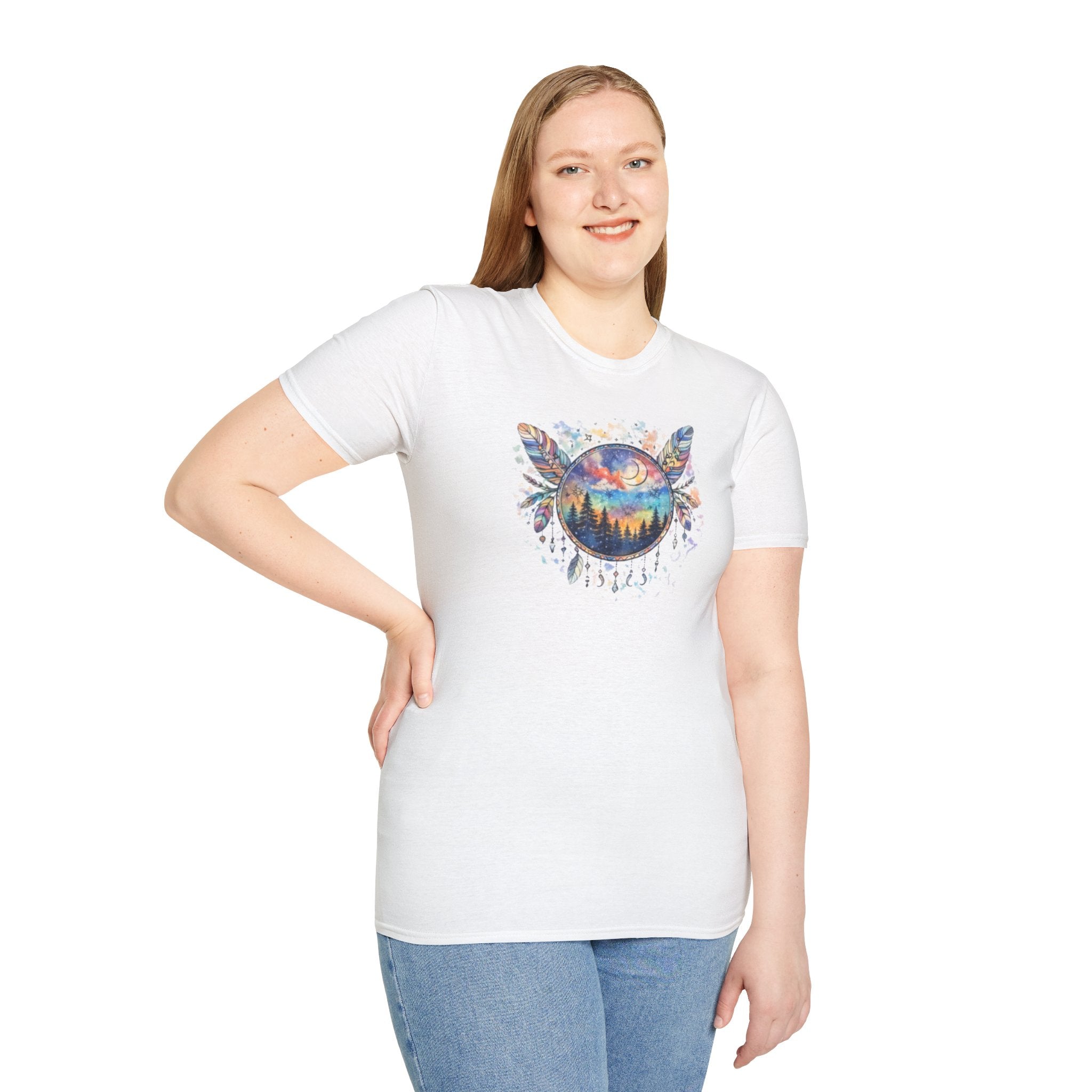 Watercolor Dreamcatcher Sunset T-Shirt — Boho Spiritual Tee