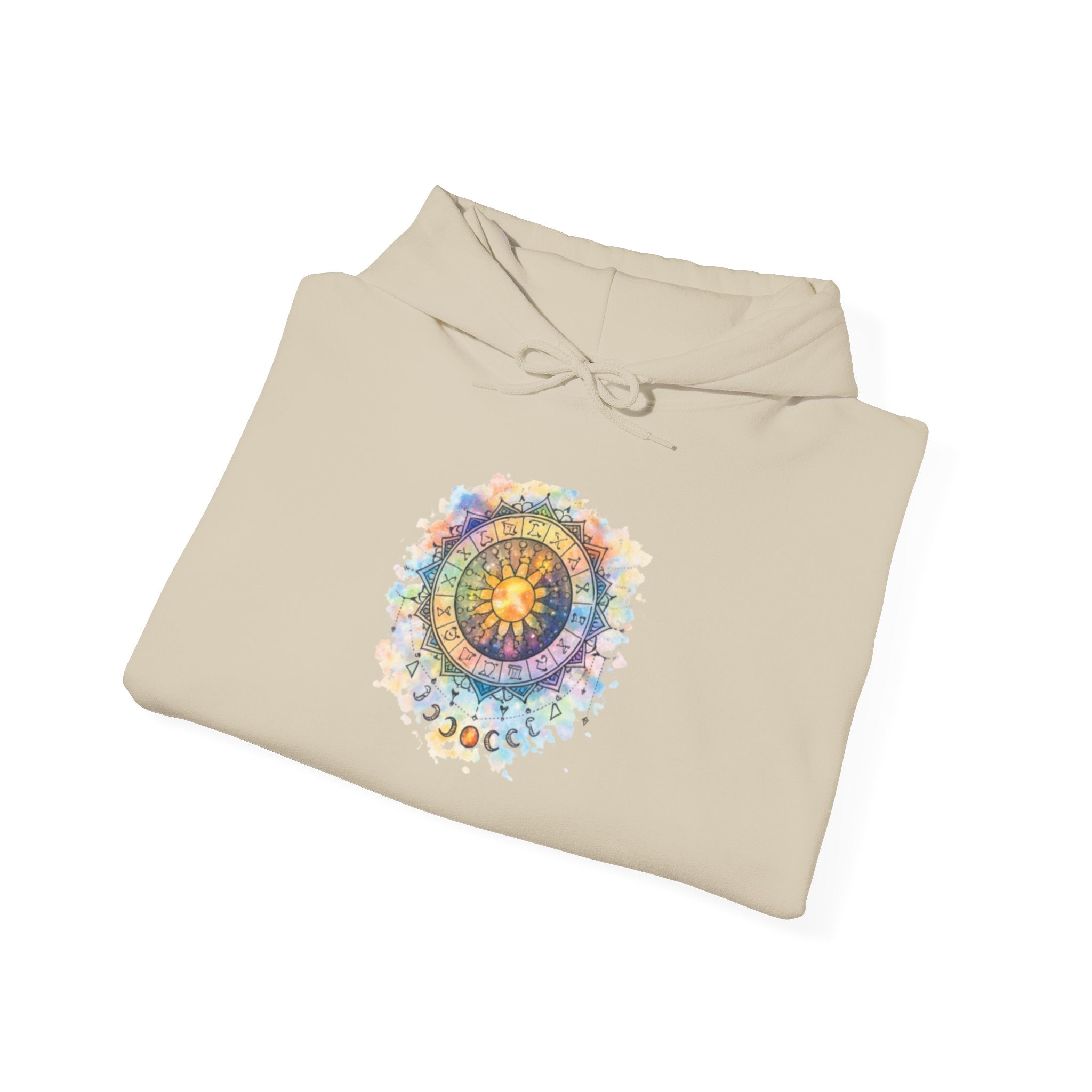 Astrology Compass Hoodie — Boho Tie-Dye Mandala Graphic