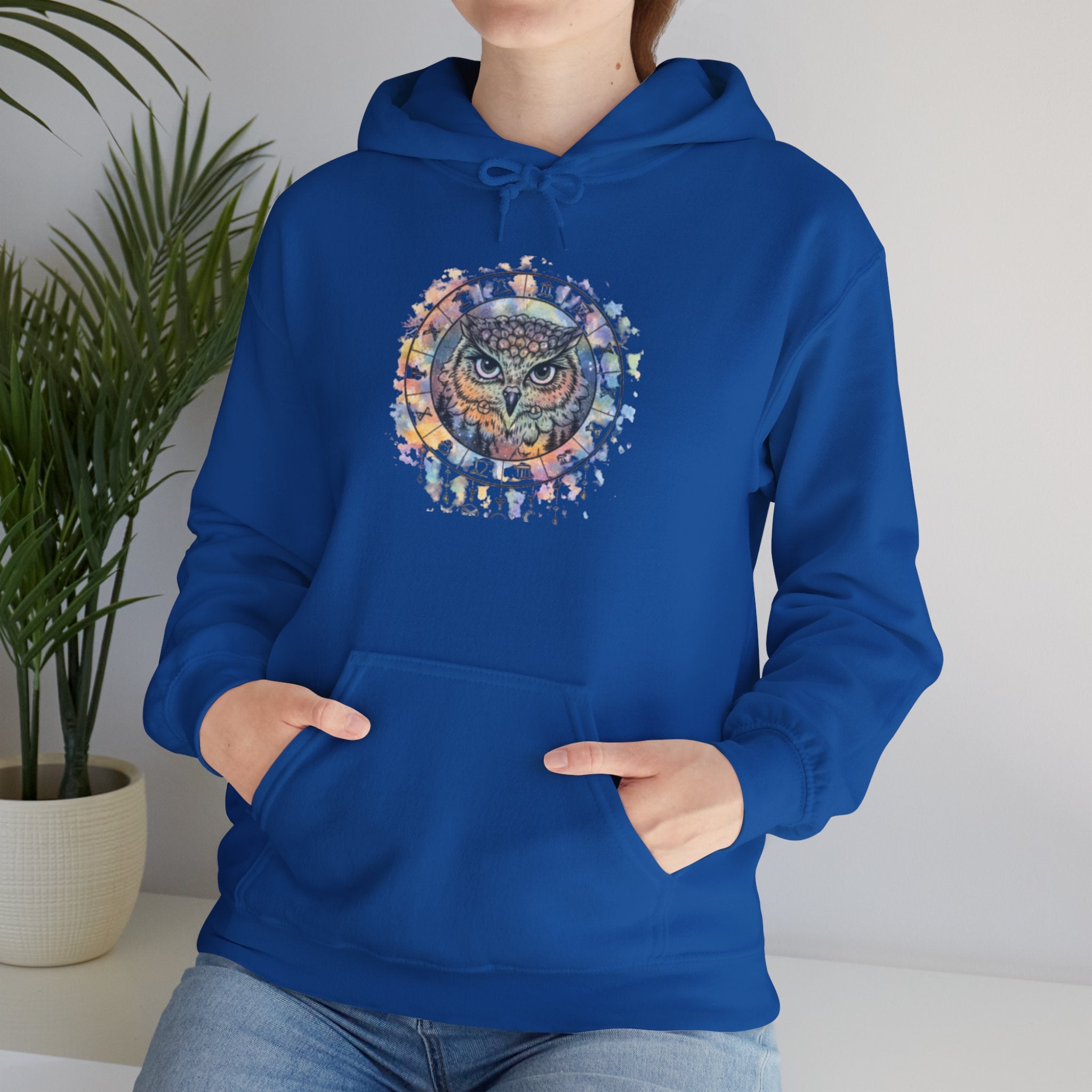 Owl Mandala Hoodie — Colorful Spiritual Owl Graphic Sweatshirt