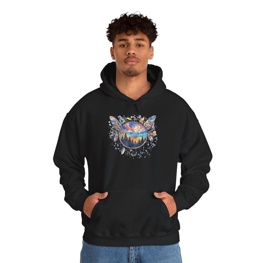 Nature Dreamcatcher Hoodie — Colorful Mountain Sunset Graphic