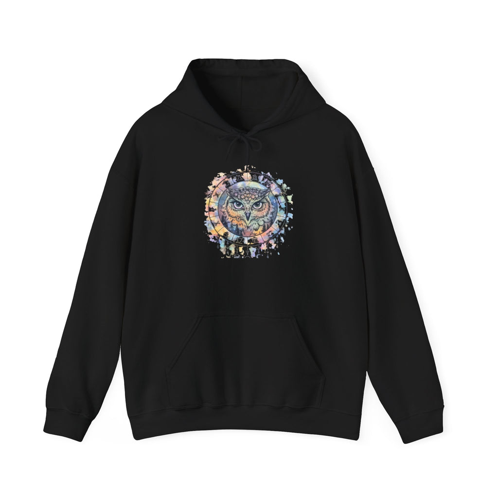Owl Mandala Hoodie — Colorful Spiritual Owl Graphic Sweatshirt