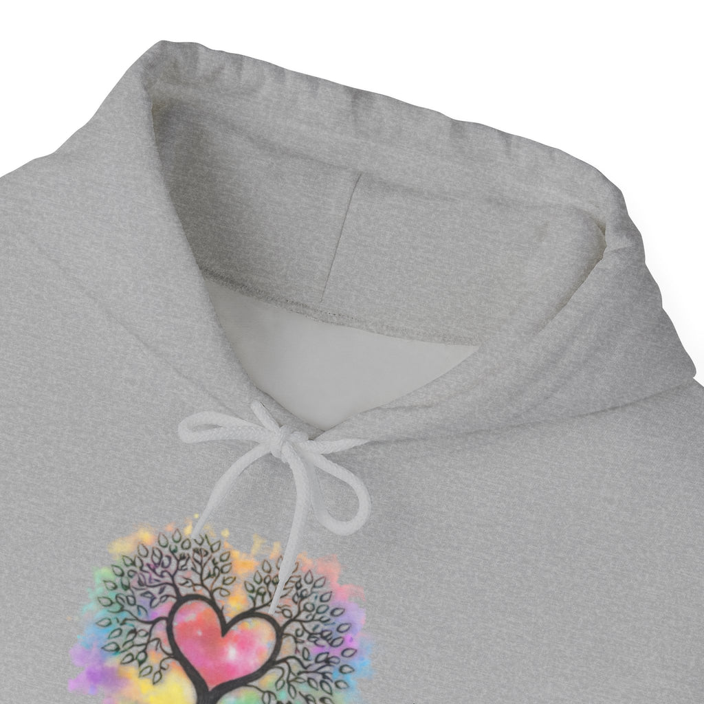 Rainbow Heart Tree Hoodie — Vibrant Spiritual Love Pullover
