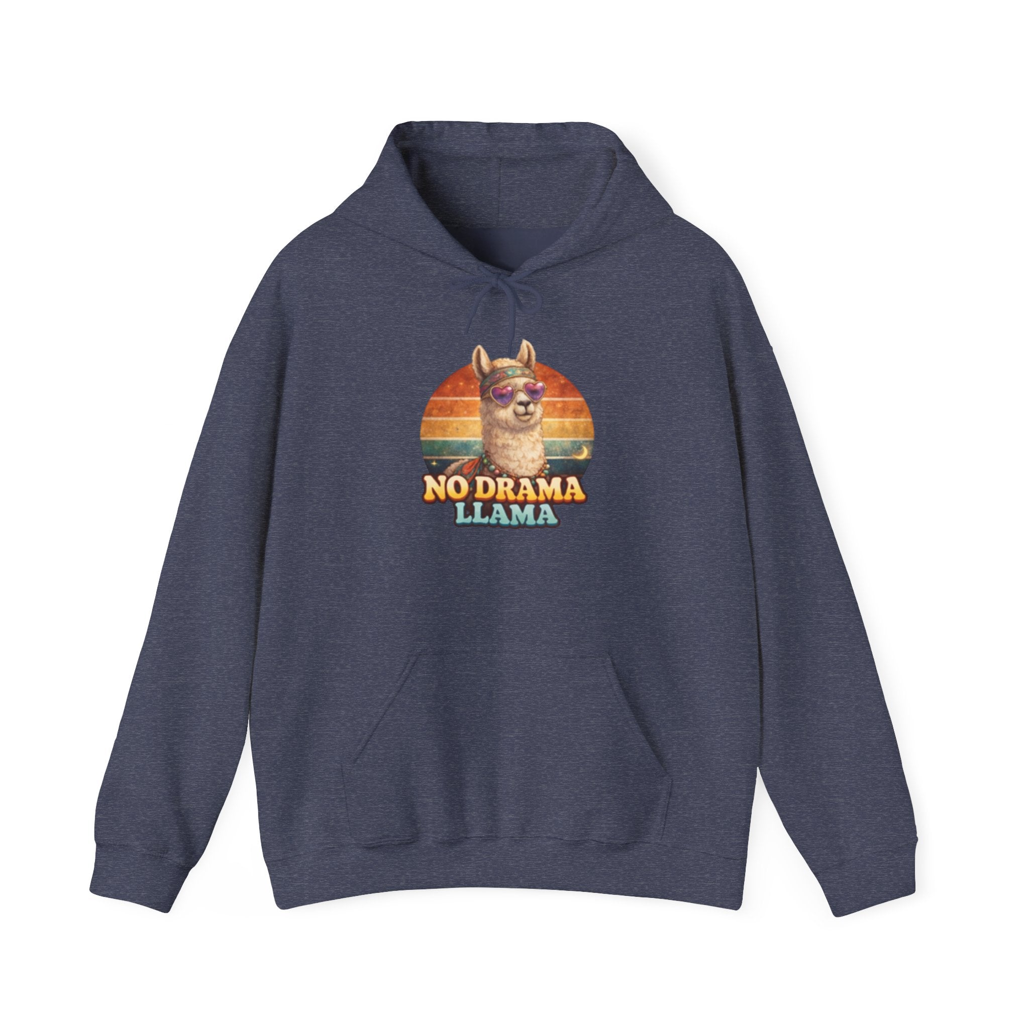 No Drama Llama Hoodie – Retro Sunset Graphic Pullover