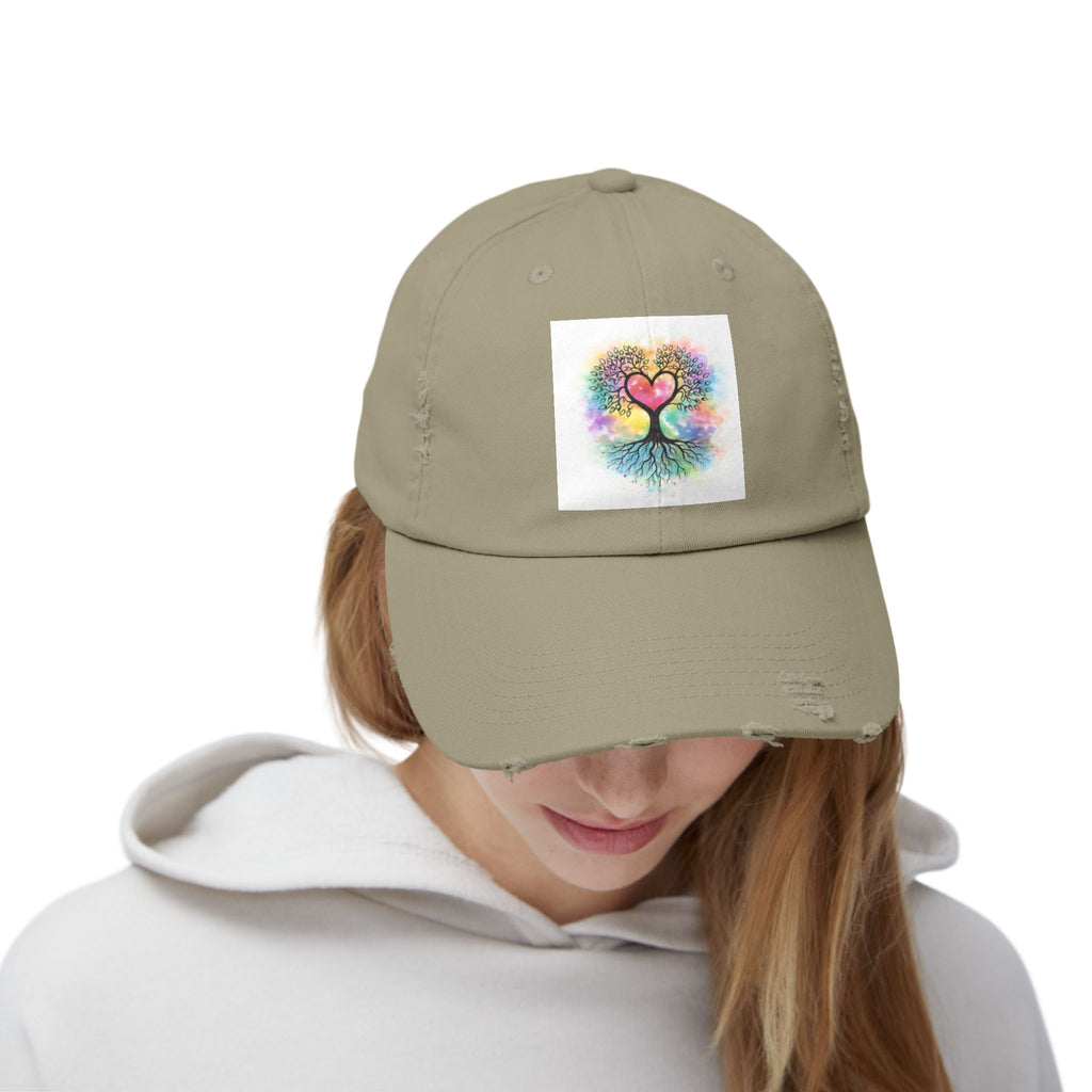 Water color Tree of Life Distressed Hat
