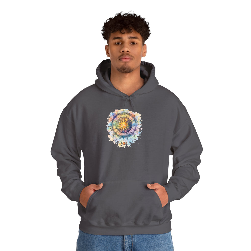 Astrology Compass Hoodie — Boho Tie-Dye Mandala Graphic