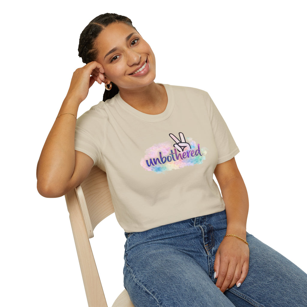 Unbothered Peace Sign T‑Shirt — Colorful Watercolor Graphic Tee