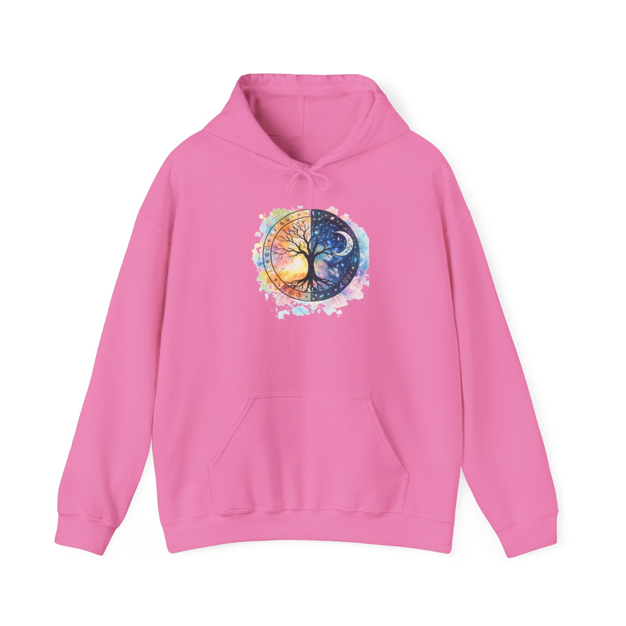 Yin Yang Tree Of Life Hoodie — Colorful Sun & Moon Spiritual Pullover