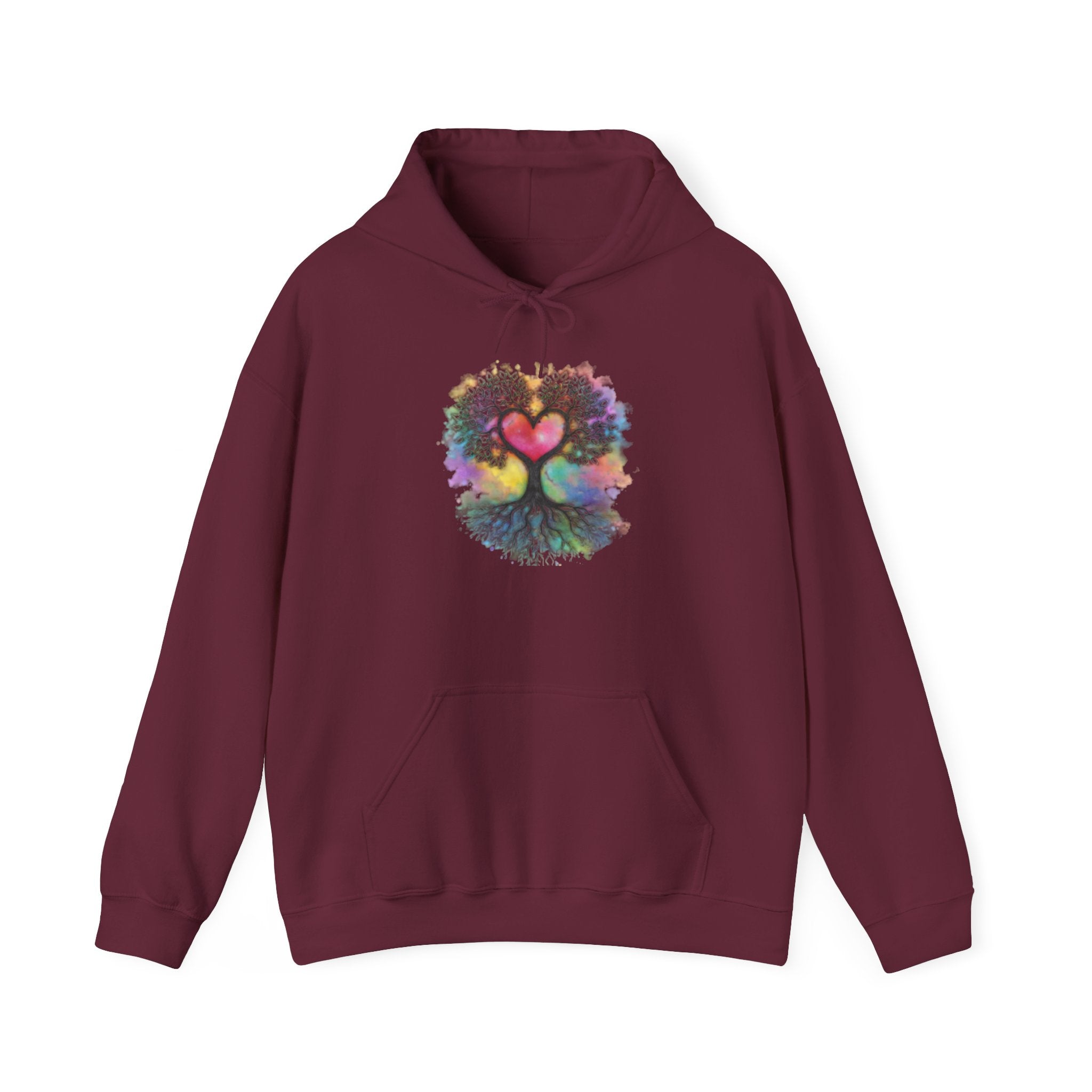 Rainbow Heart Tree Hoodie — Vibrant Spiritual Love Pullover