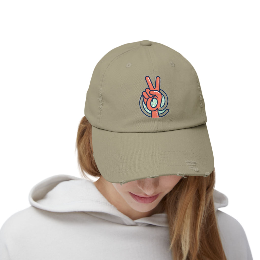 Peace Hand Distressed Cap — Vintage Peace Sign Baseball Hat