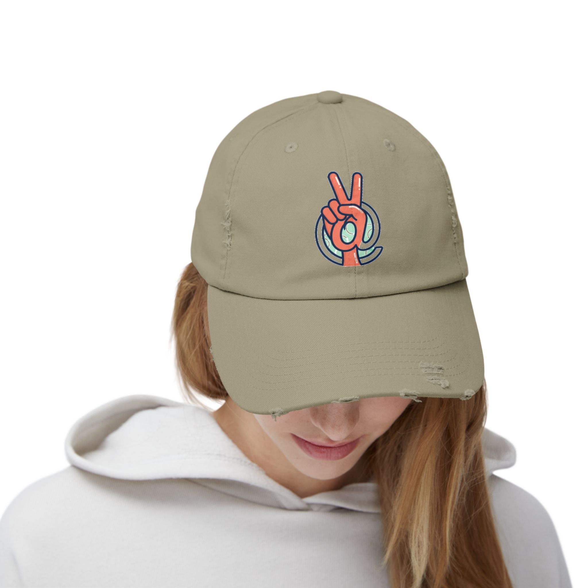 Peace Hand Distressed Cap — Vintage Peace Sign Baseball Hat