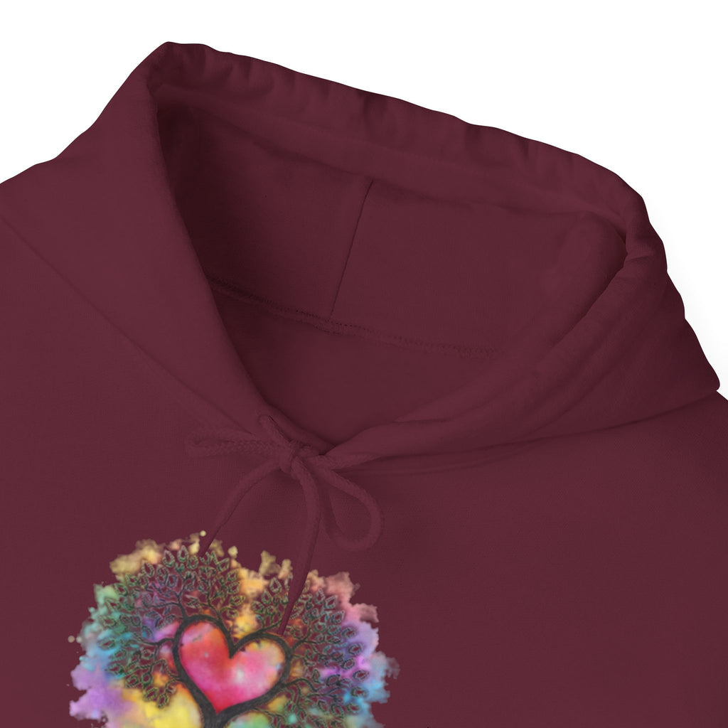 Rainbow Heart Tree Hoodie — Vibrant Spiritual Love Pullover
