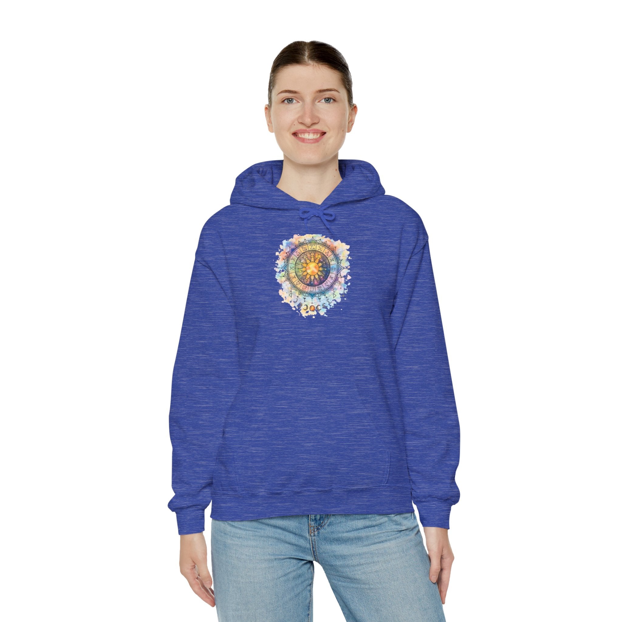 Astrology Compass Hoodie — Boho Tie-Dye Mandala Graphic