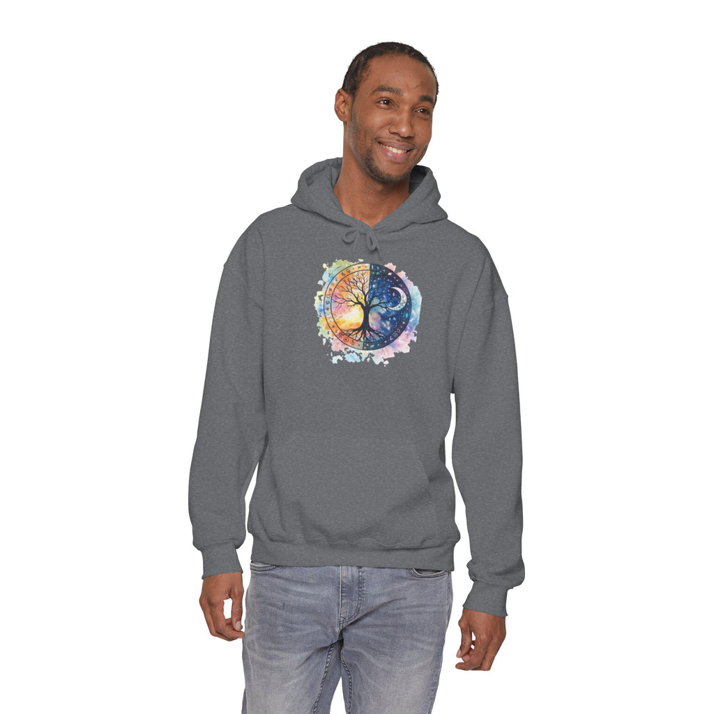 Yin Yang Tree Of Life Hoodie — Colorful Sun & Moon Spiritual Pullover