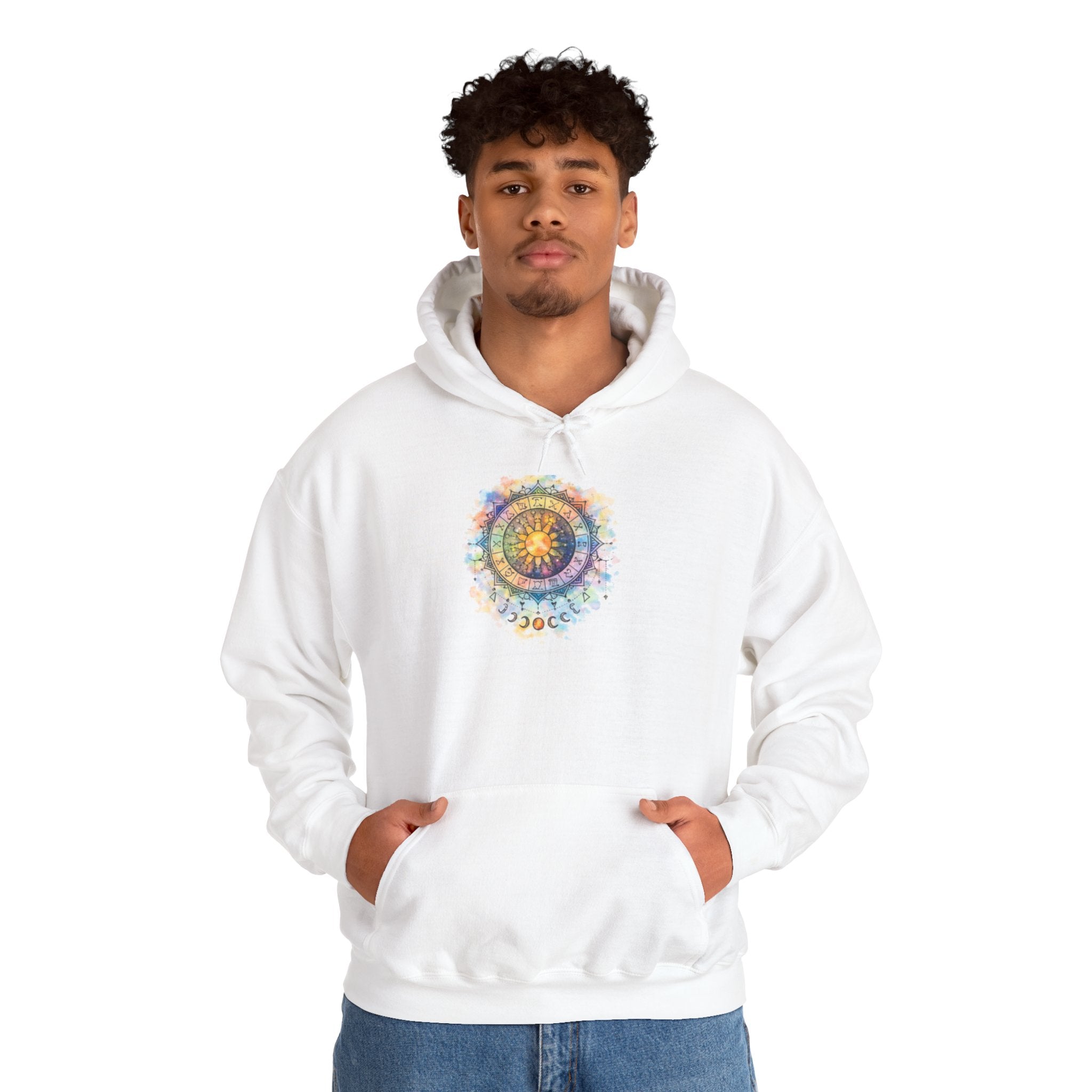 Astrology Compass Hoodie — Boho Tie-Dye Mandala Graphic