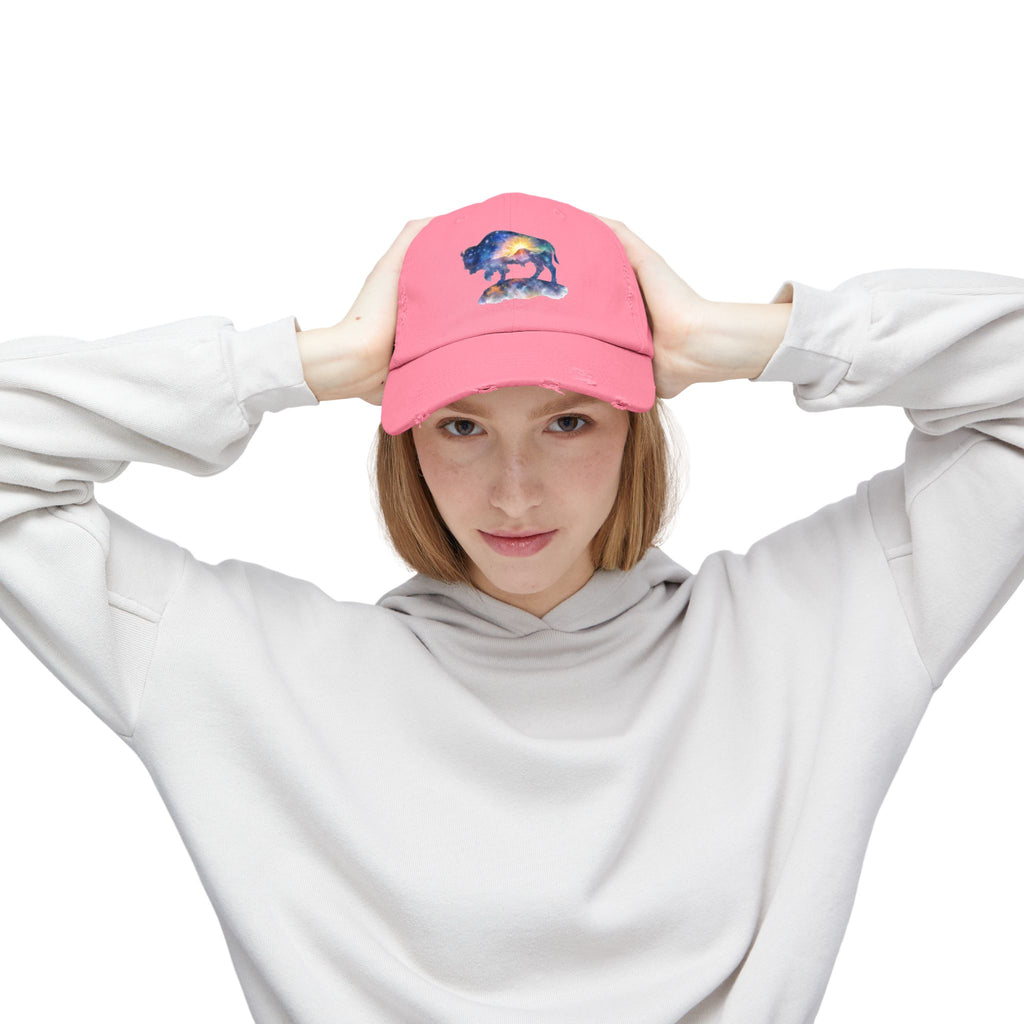 Distressed Bison Hat — Galaxy Sky Bison Cap