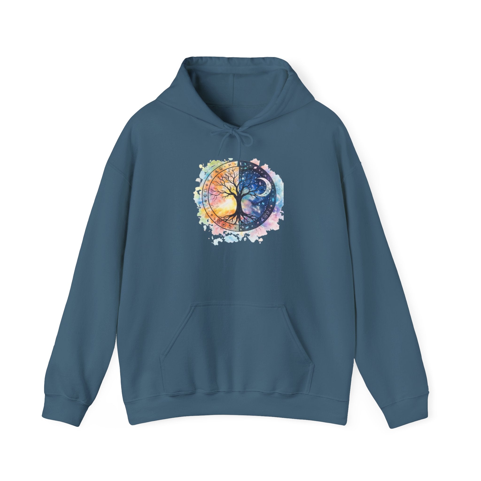 Yin Yang Tree Of Life Hoodie — Colorful Sun & Moon Spiritual Pullover
