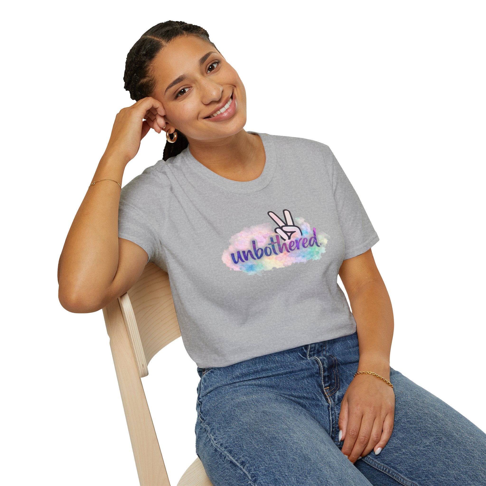 Unbothered Peace Sign T‑Shirt — Colorful Watercolor Graphic Tee