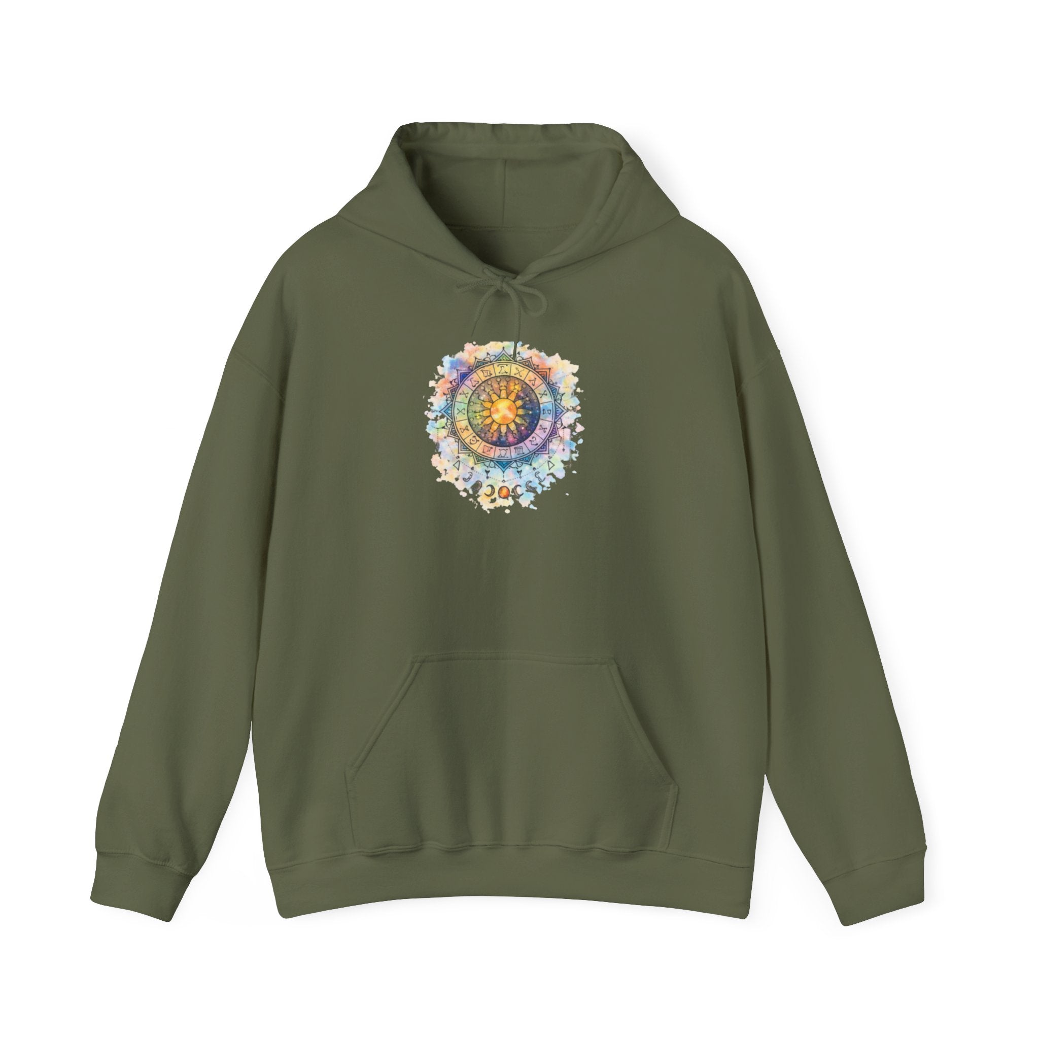 Astrology Compass Hoodie — Boho Tie-Dye Mandala Graphic