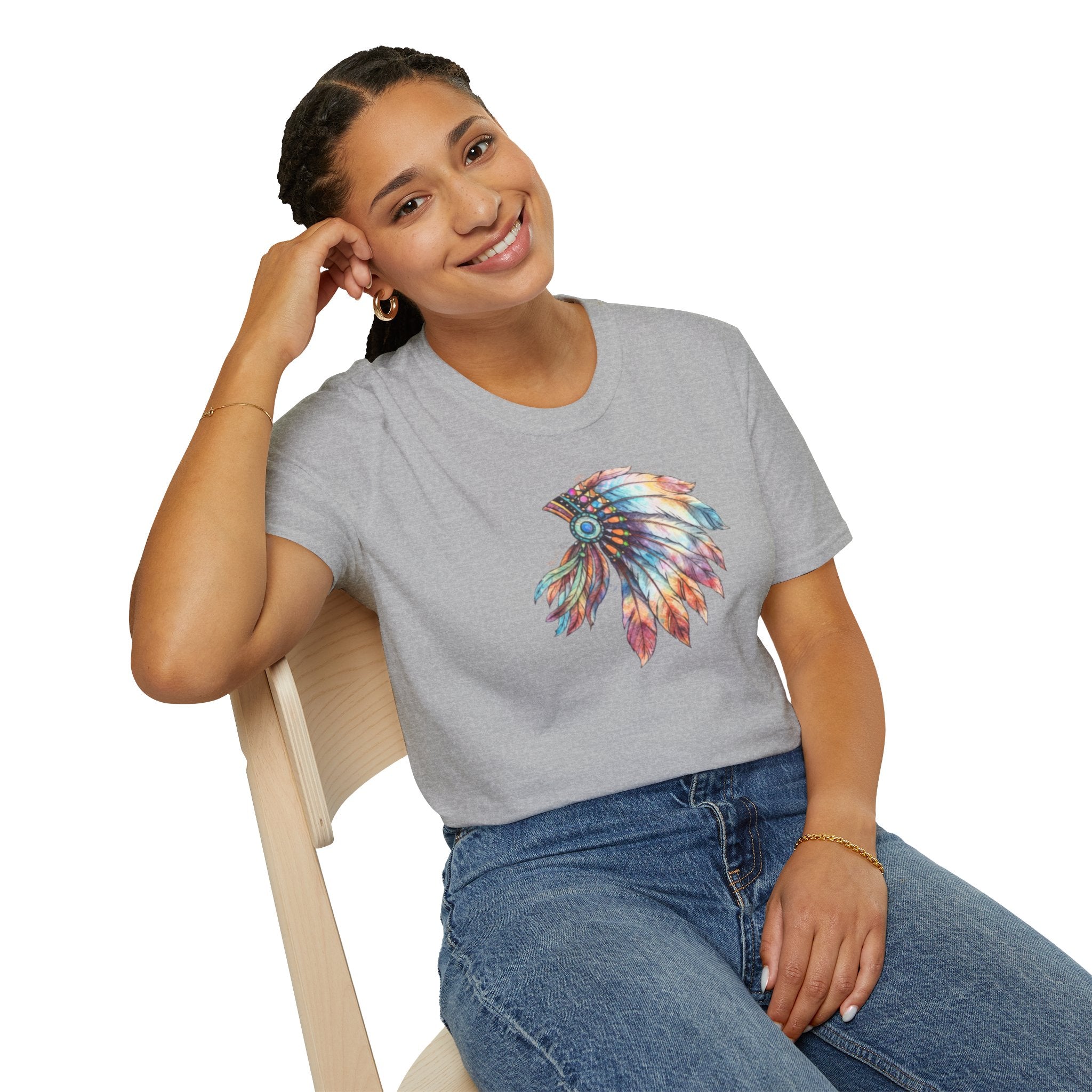 Native American Watercolor Headdress T-Shirt