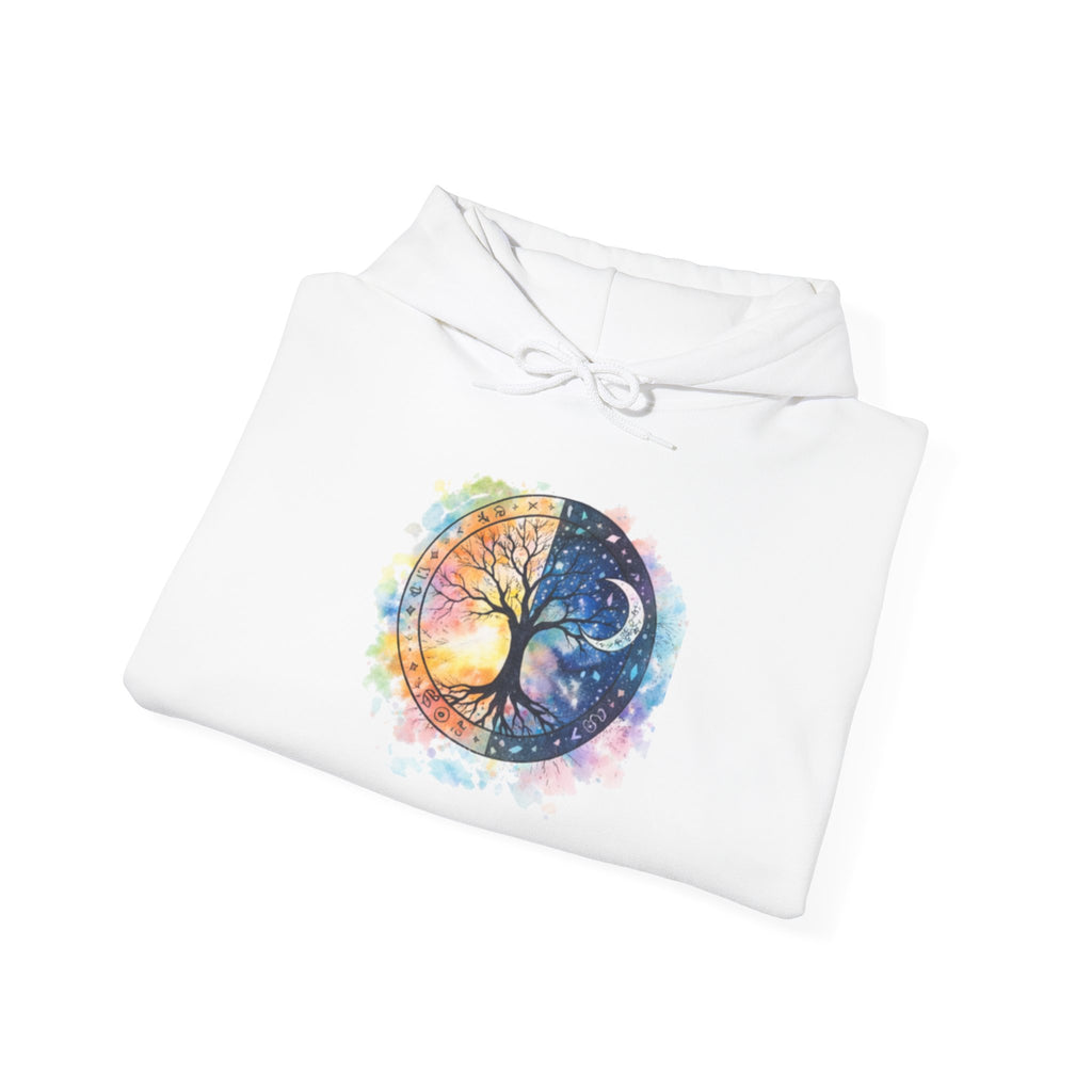 Yin Yang Tree Of Life Hoodie — Colorful Sun & Moon Spiritual Pullover