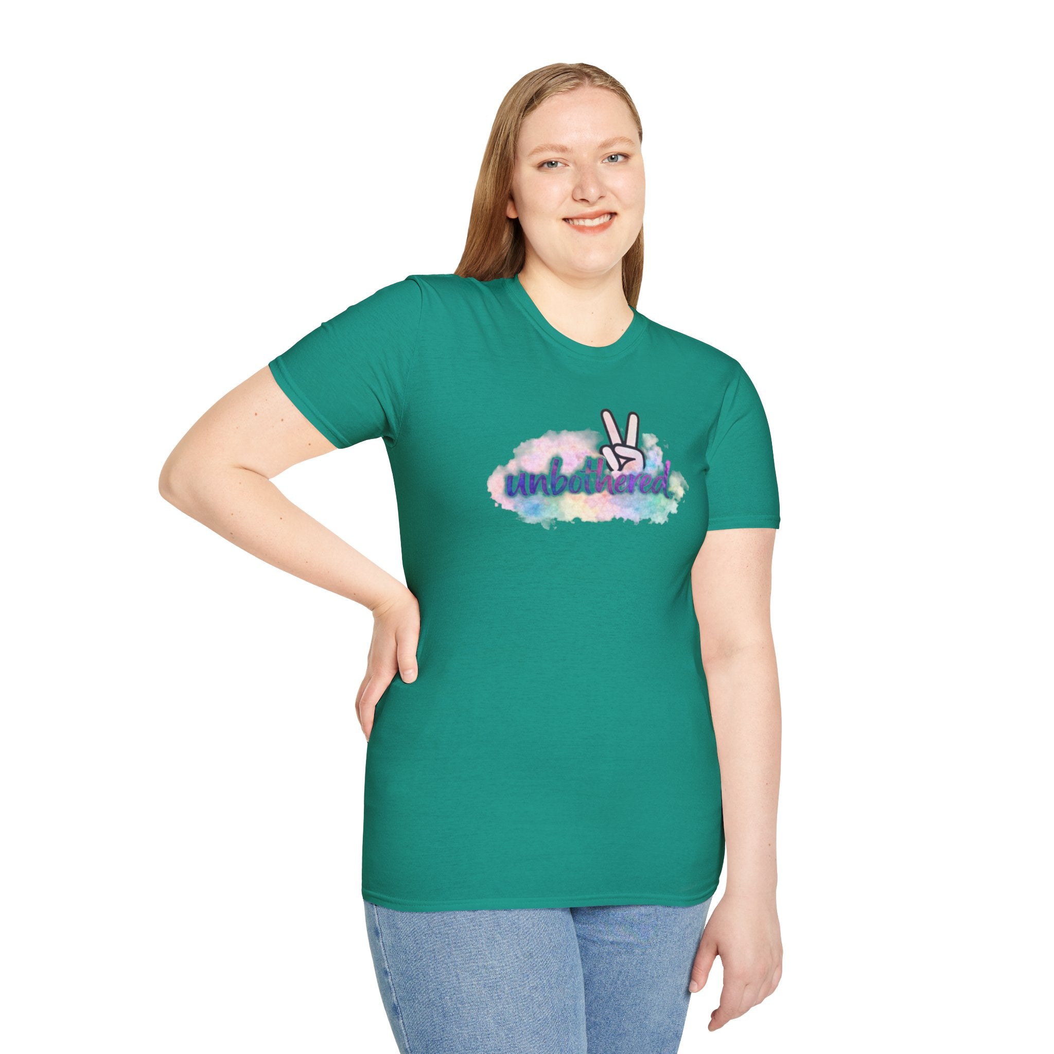 Unbothered Peace Sign T‑Shirt — Colorful Watercolor Graphic Tee