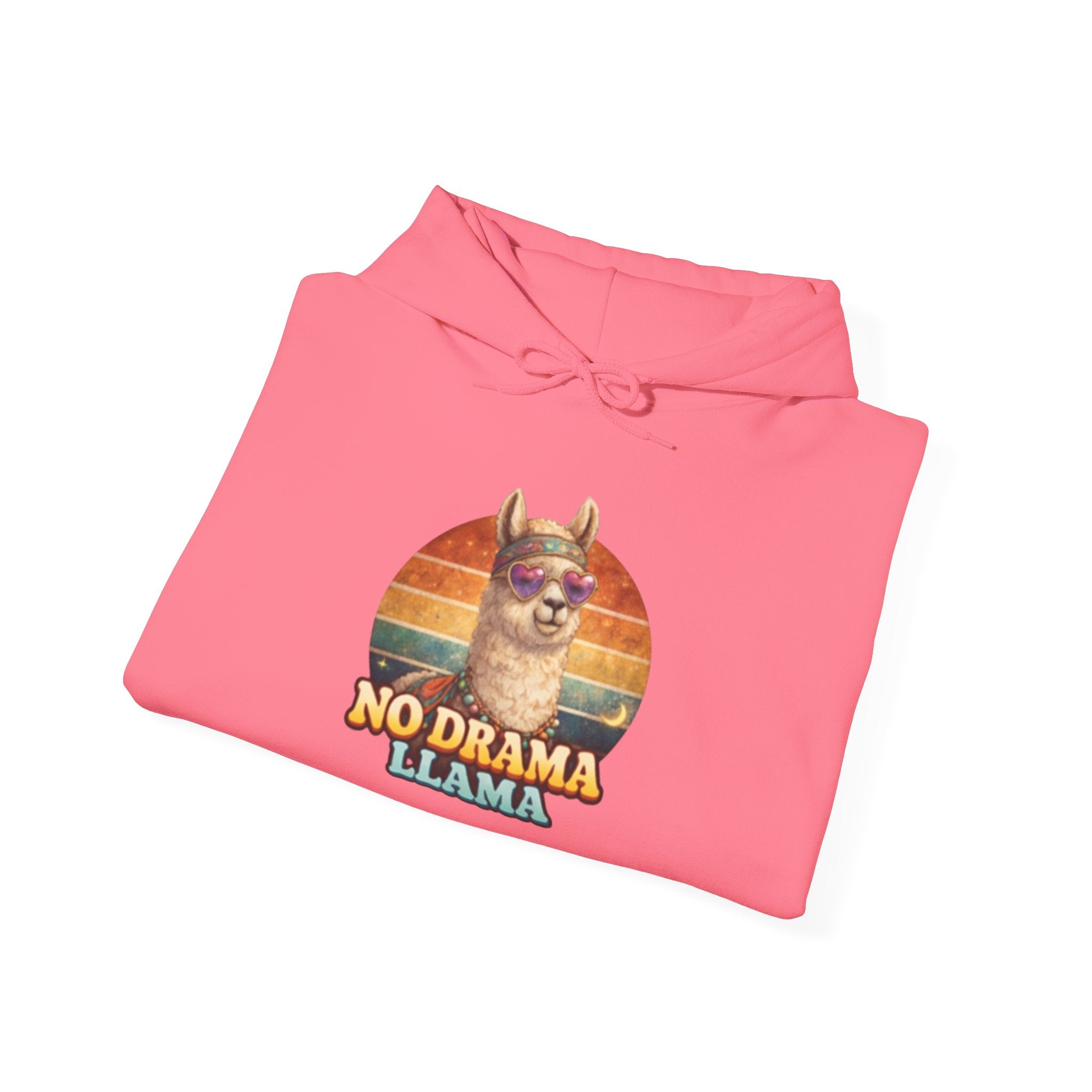 No Drama Llama Hoodie – Retro Sunset Graphic Pullover