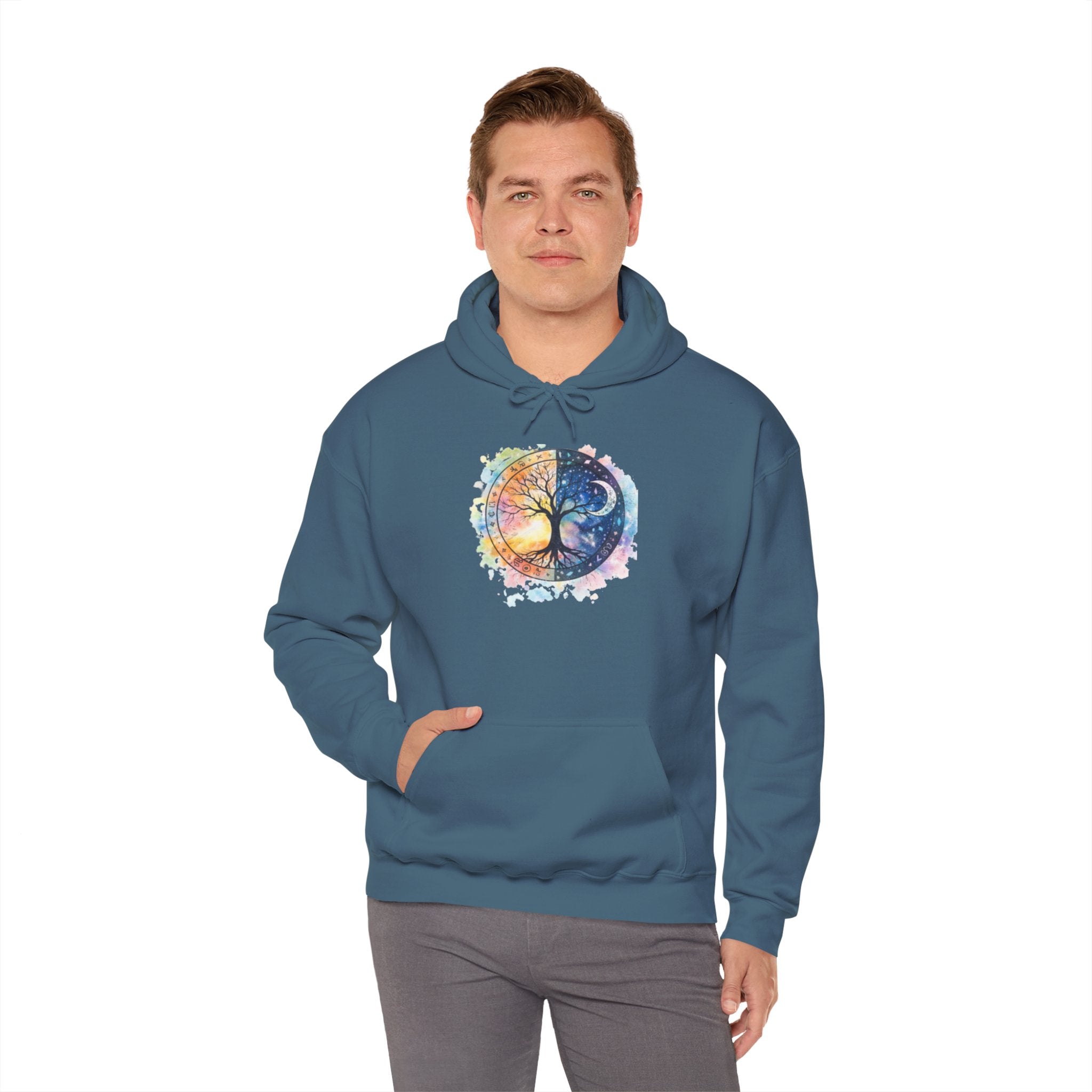 Yin Yang Tree Of Life Hoodie — Colorful Sun & Moon Spiritual Pullover