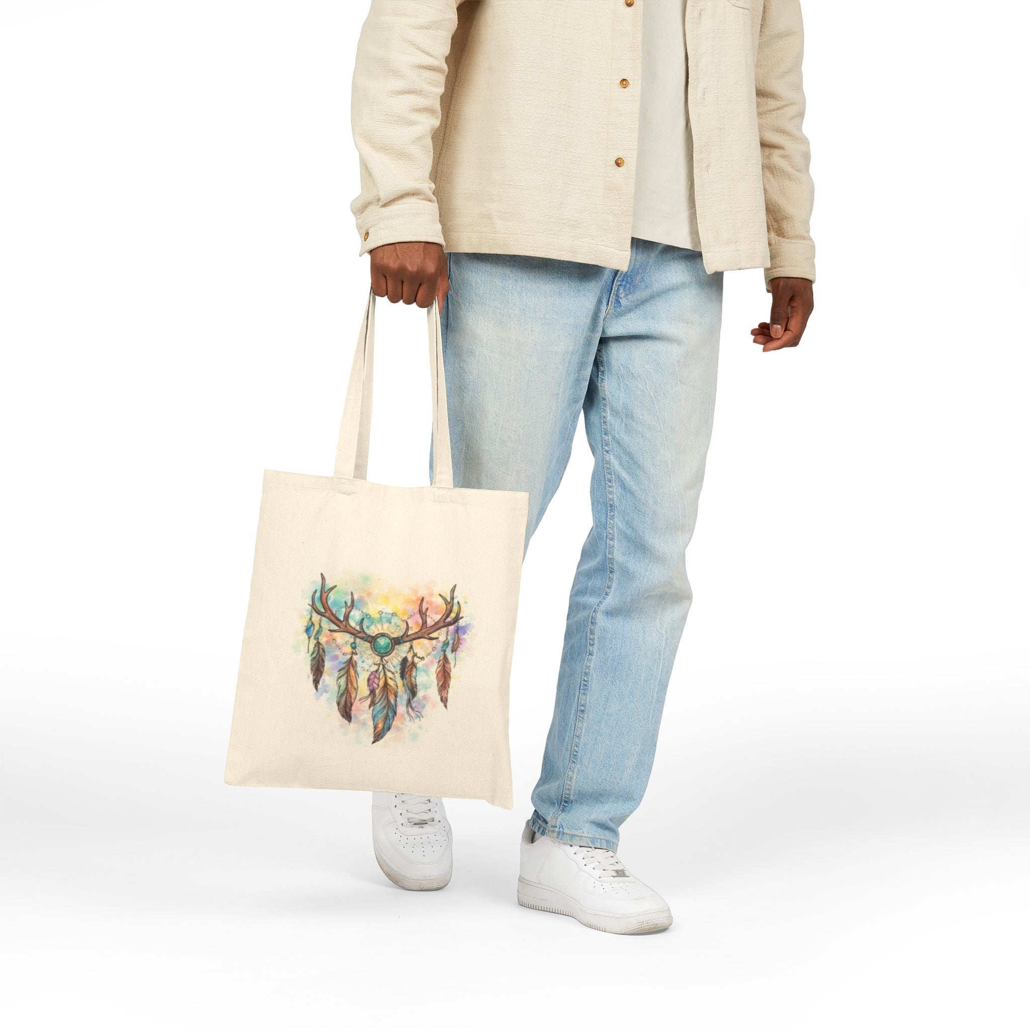 Boho Antler Dreamcatcher Tote Bag