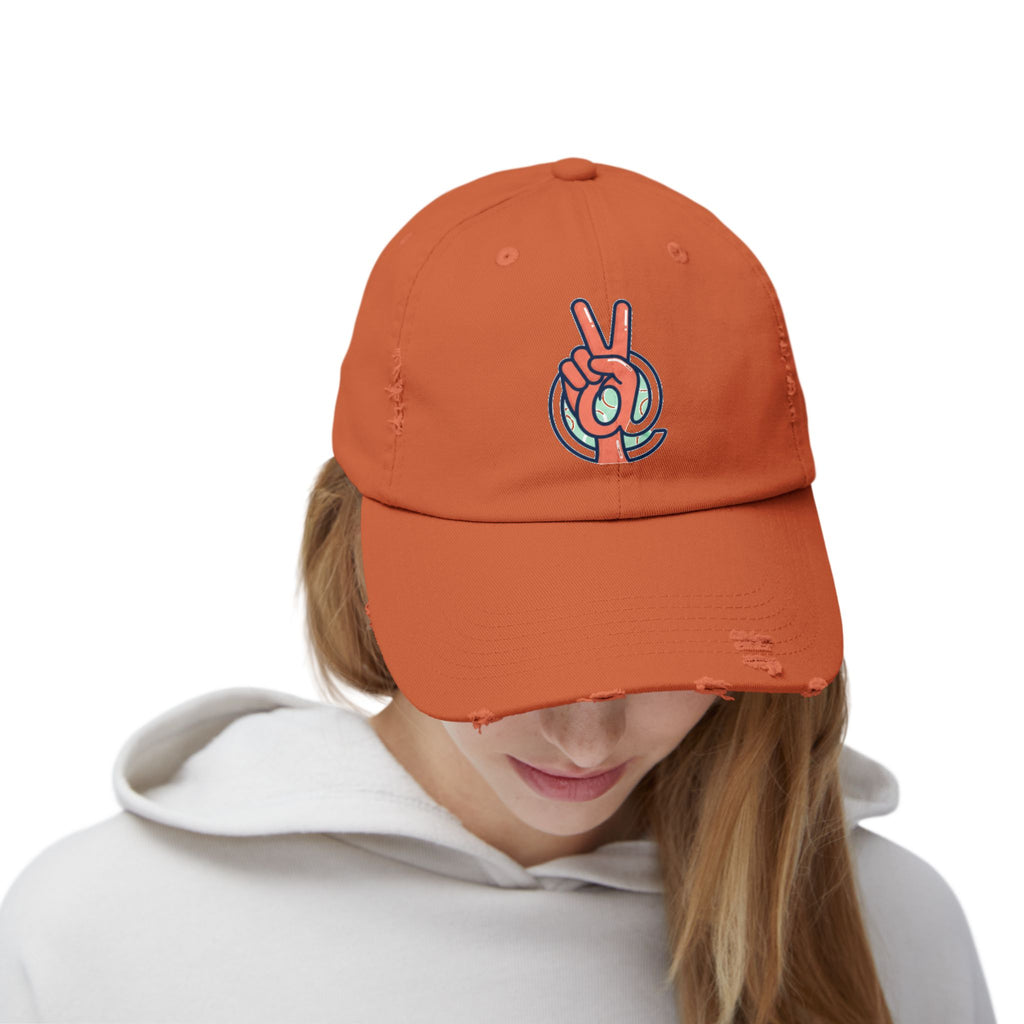 Peace Hand Distressed Cap — Vintage Peace Sign Baseball Hat