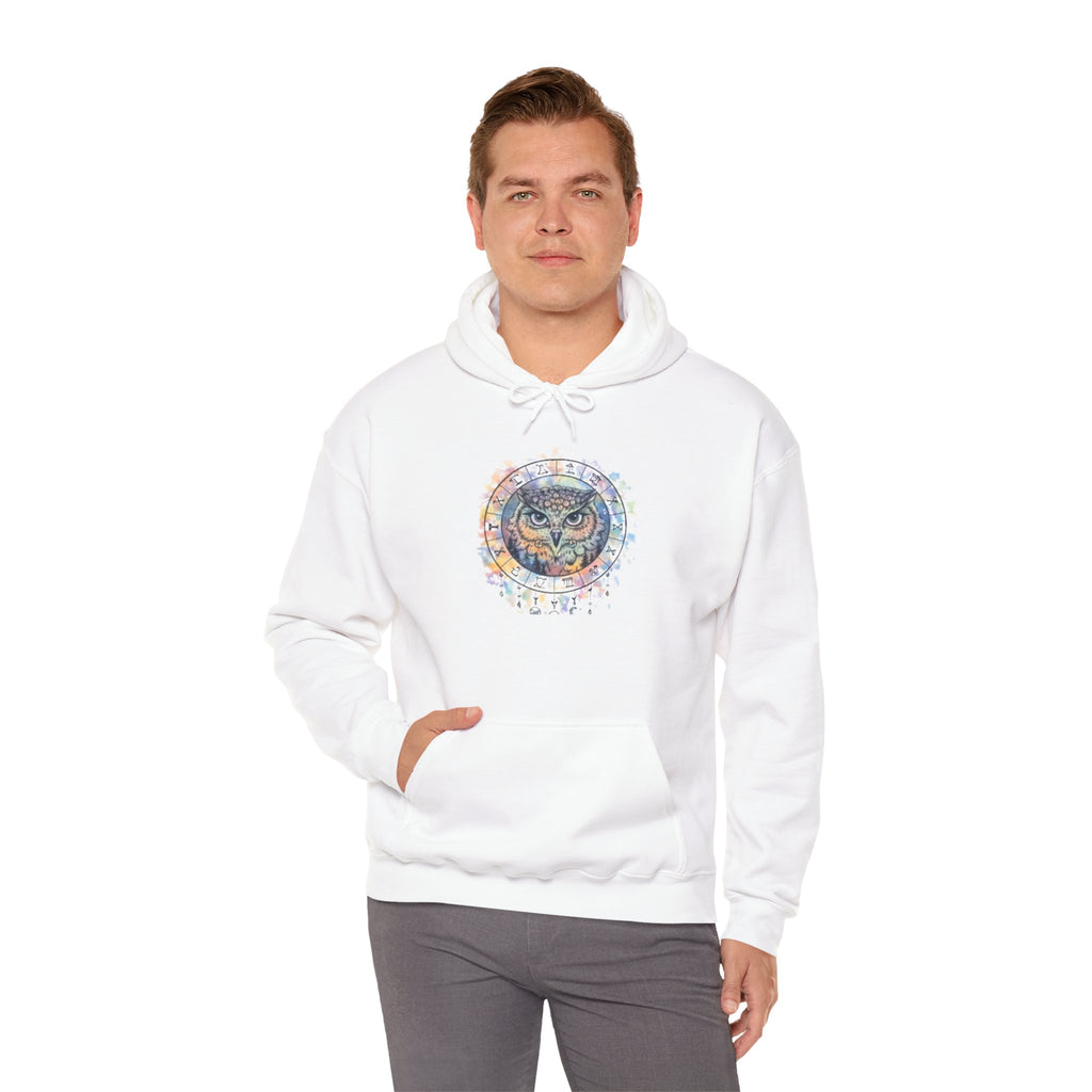 Owl Mandala Hoodie — Colorful Spiritual Owl Graphic Sweatshirt