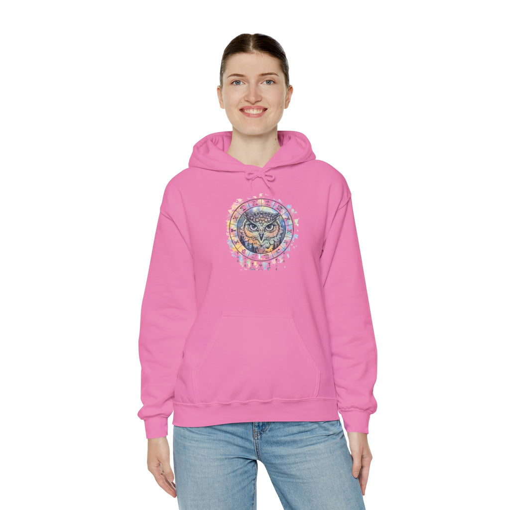 Owl Mandala Hoodie — Colorful Spiritual Owl Graphic Sweatshirt