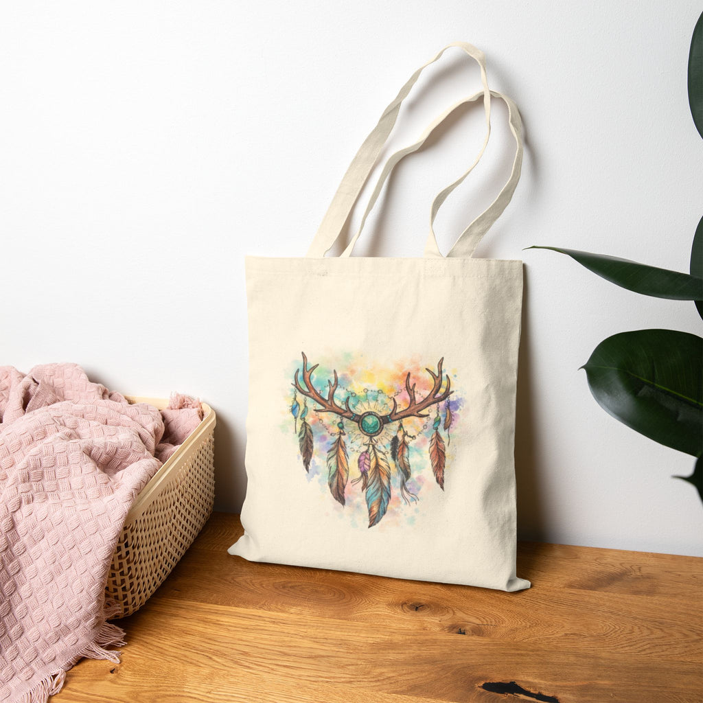 Boho Antler Dreamcatcher Tote Bag