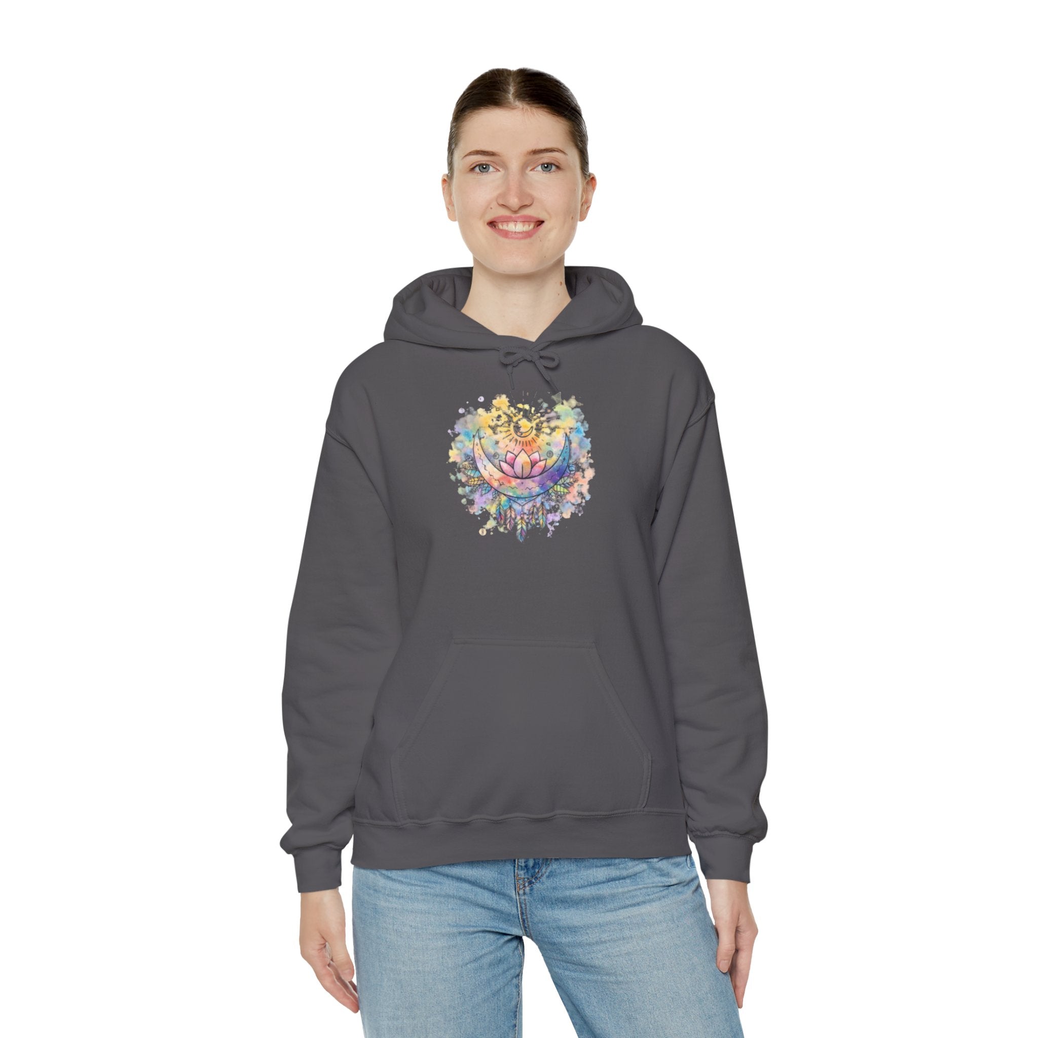 Lotus Watercolor Hoodie – Boho Spiritual Yoga Sweatshirt