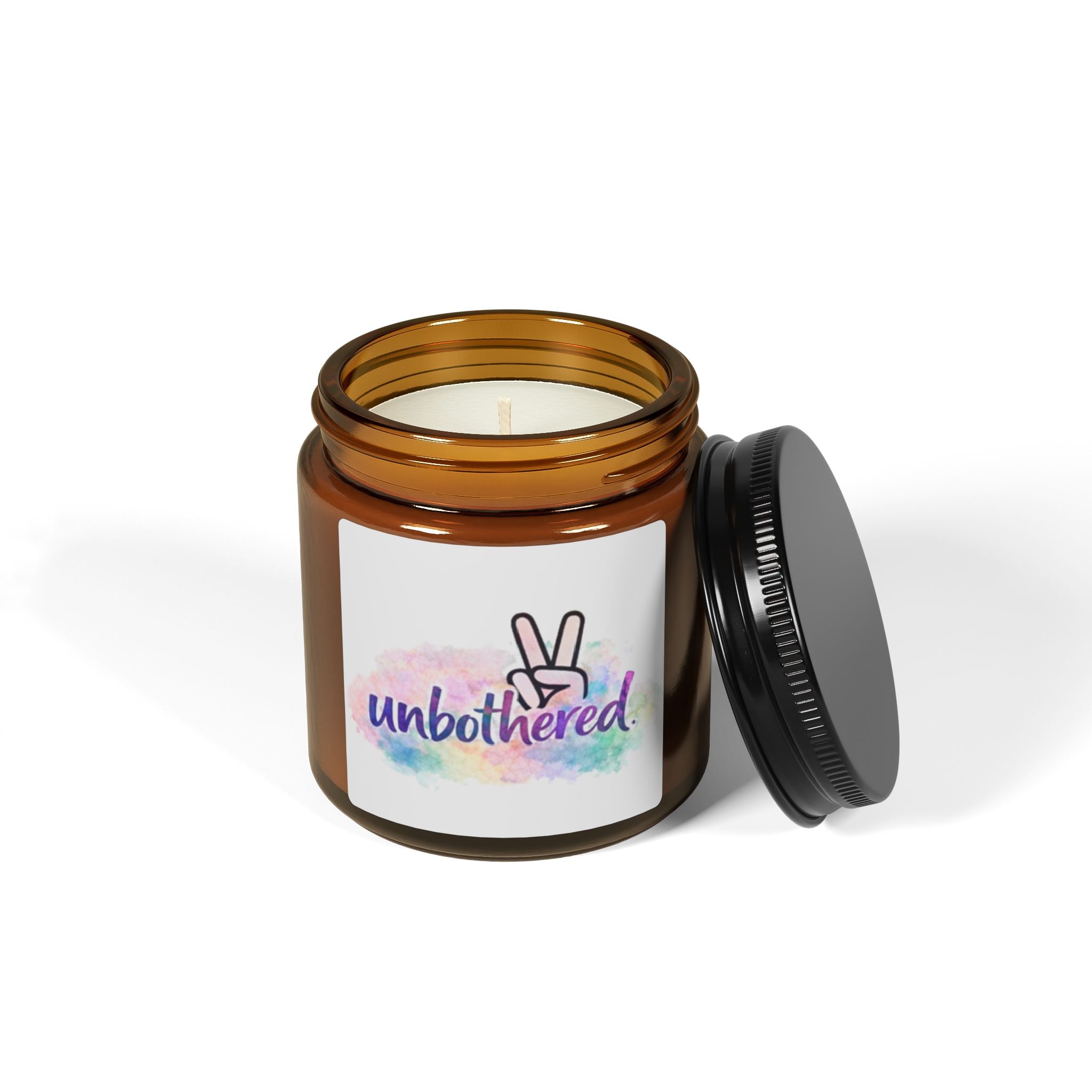 “Unbothered” Amber Jar Scented Candle (Calming Aromas, Giftable)