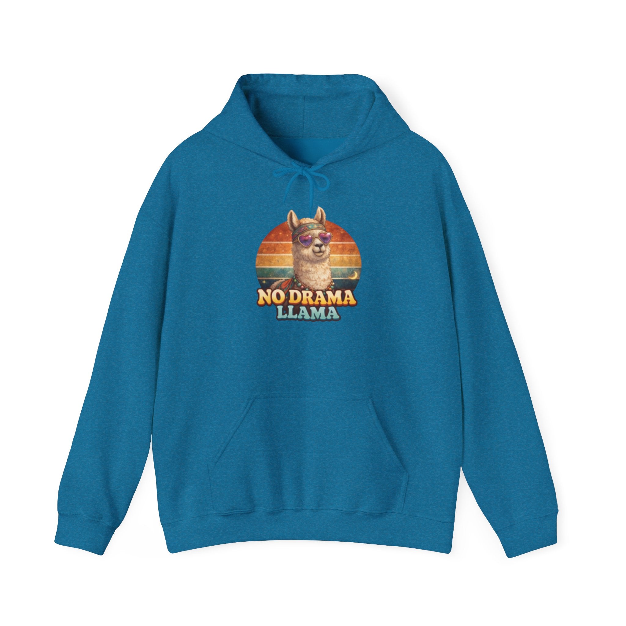 No Drama Llama Hoodie – Retro Sunset Graphic Pullover