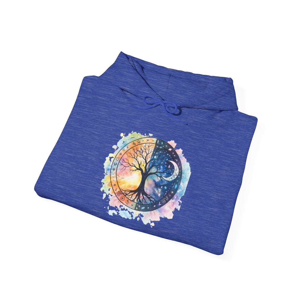 Yin Yang Tree Of Life Hoodie — Colorful Sun & Moon Spiritual Pullover