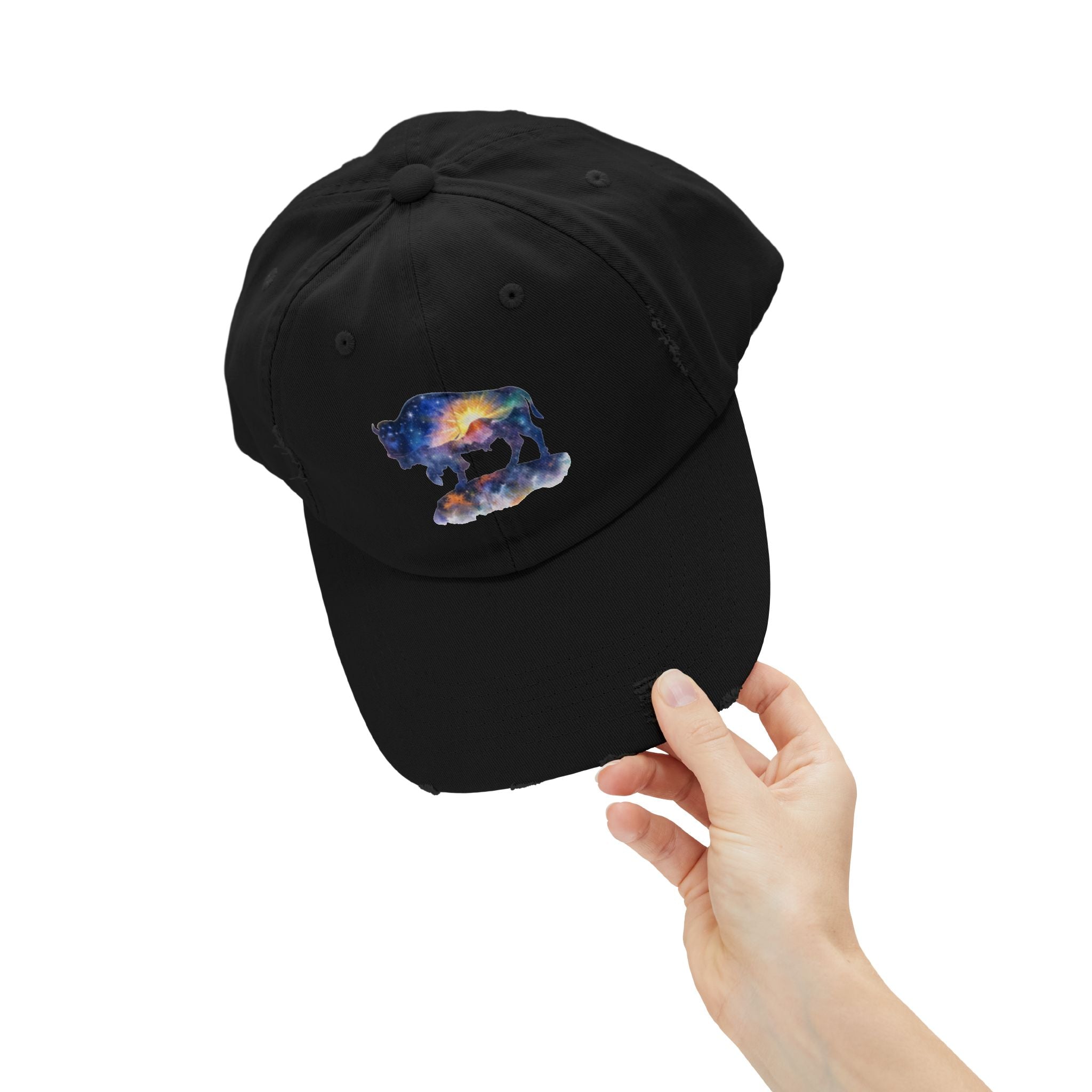 Distressed Bison Hat — Galaxy Sky Bison Cap